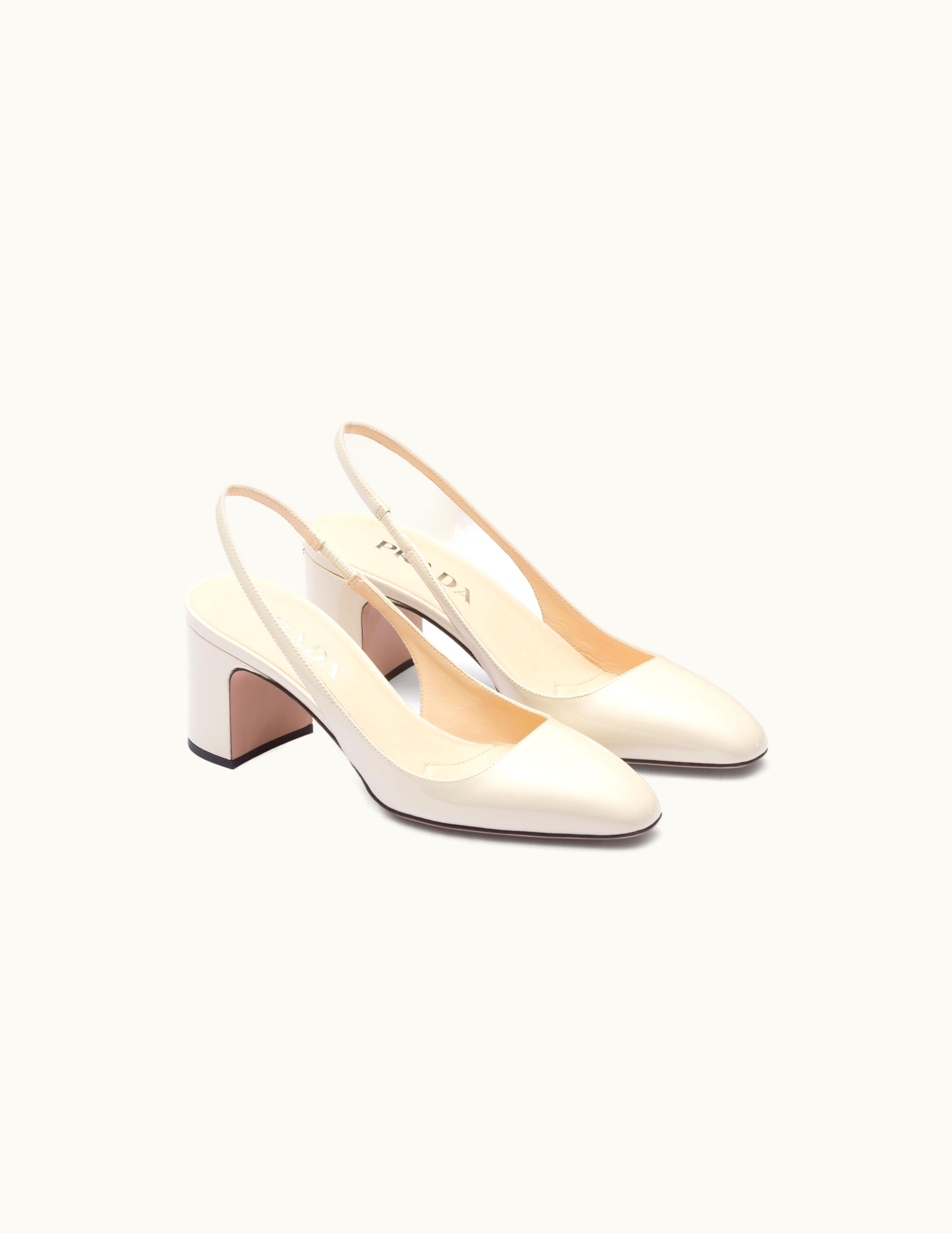Prada Prada Ivory Patent-leather Slingback Pumps
