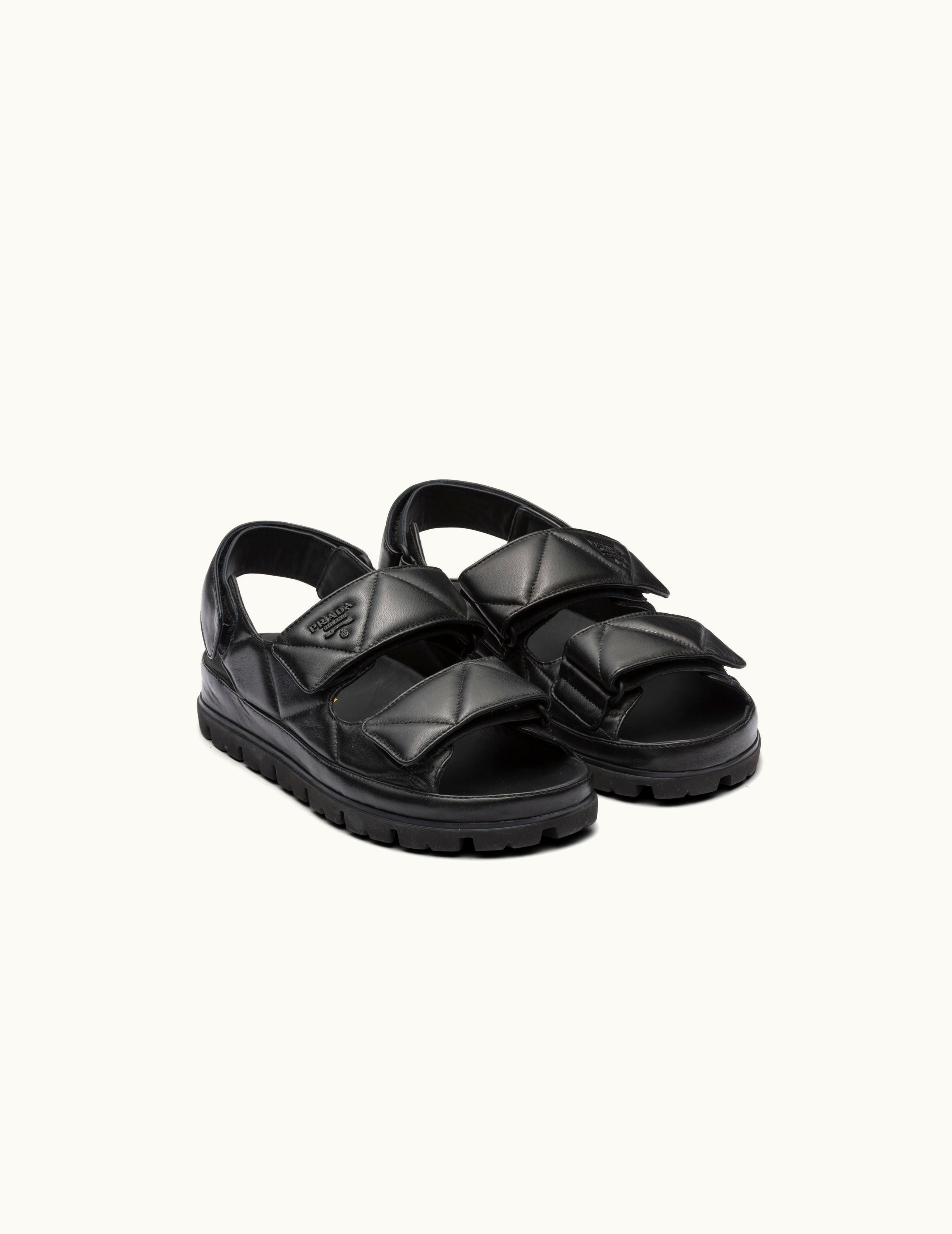 Prada Prada Black Padded Nappa Leather Sandals