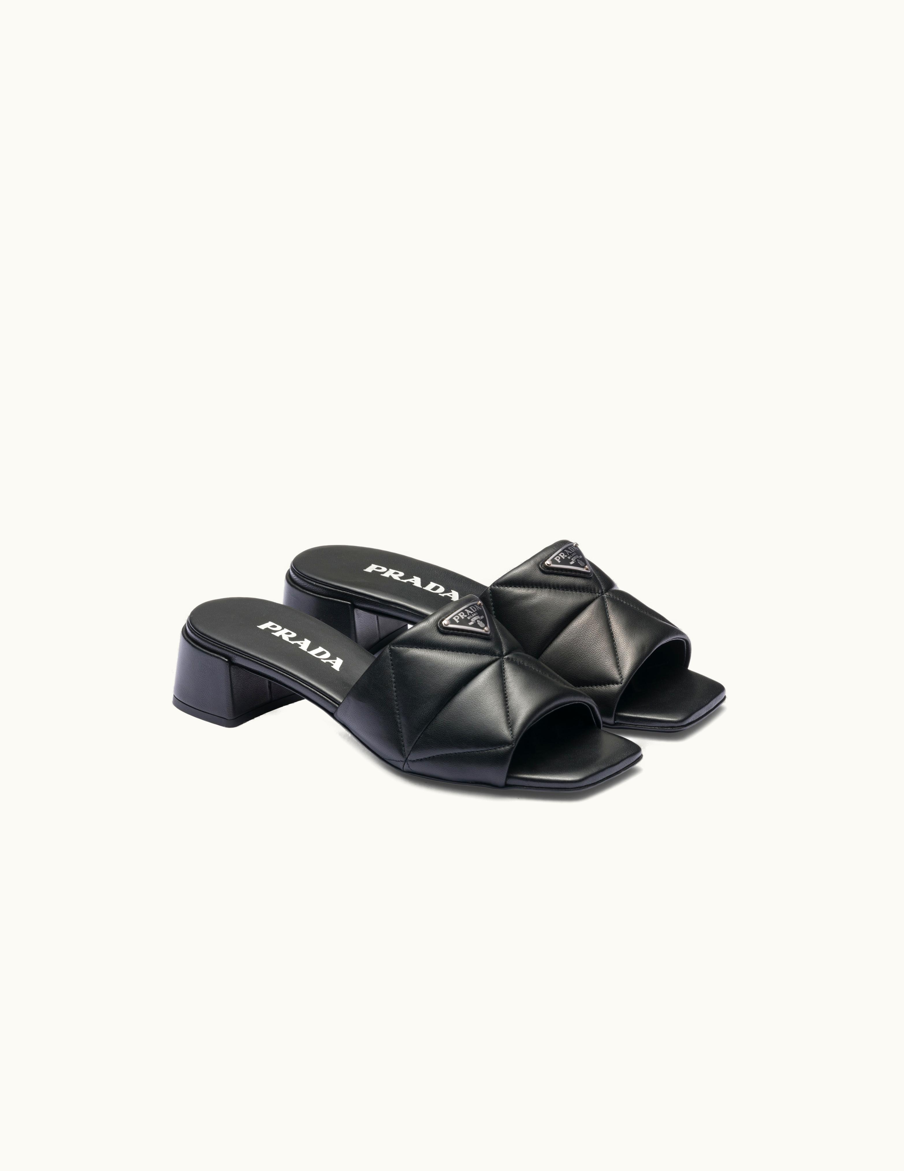 Prada Prada Black Quilted Nappa Leather Slides