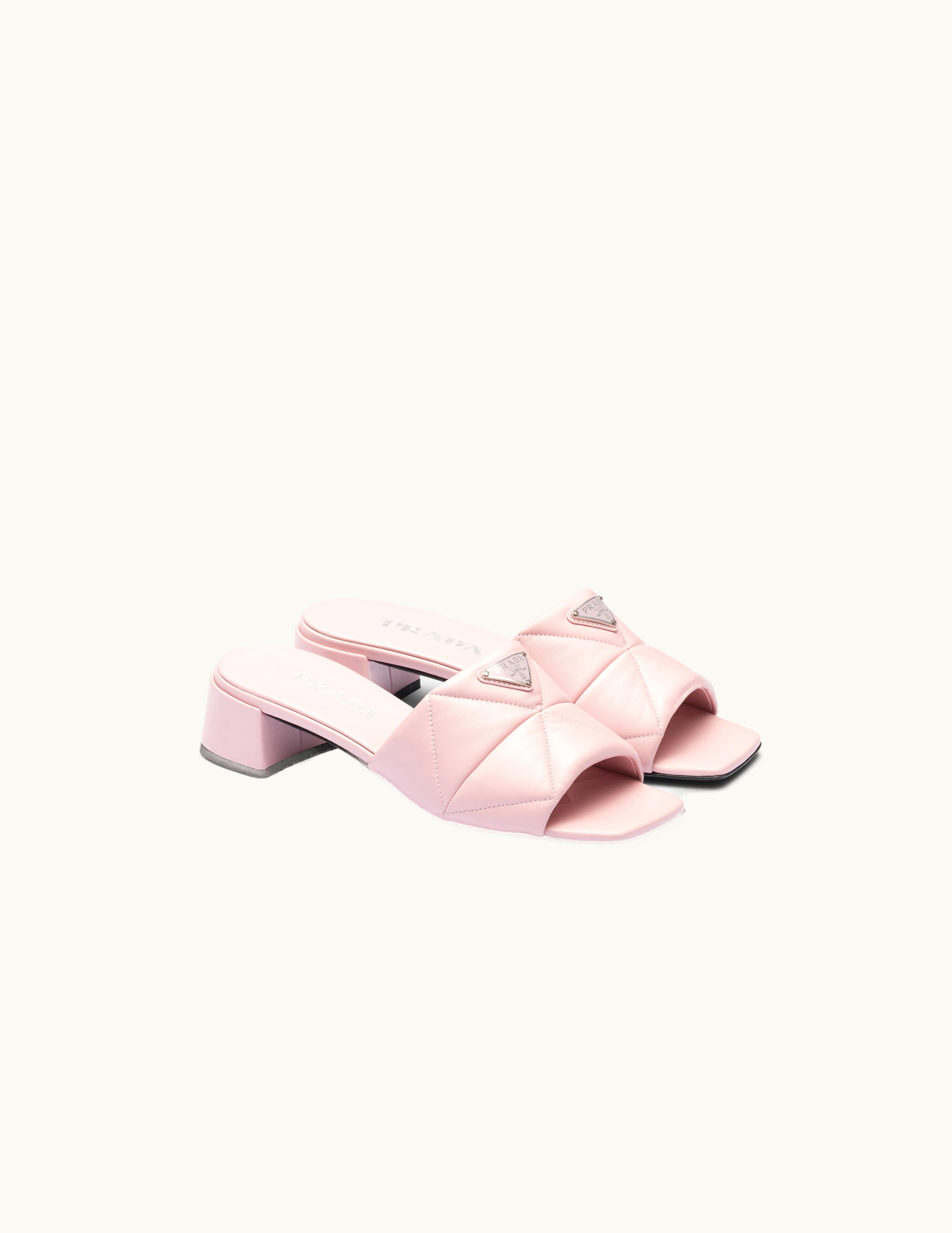 Prada Prada Alabaster Pink Quilted Nappa Leather Slides