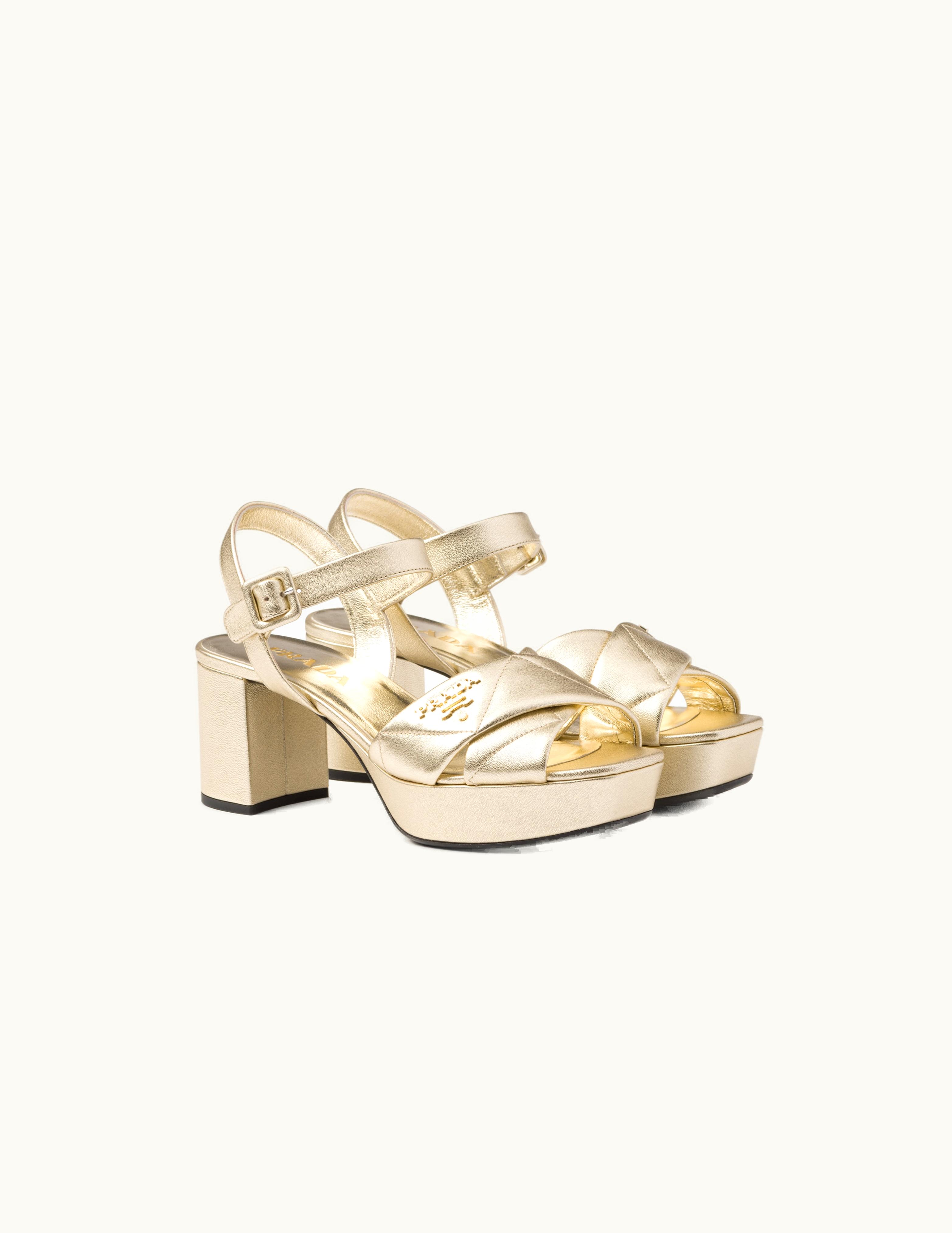 Prada Prada Pyrite Quilted Nappa Leather Platform Sandals