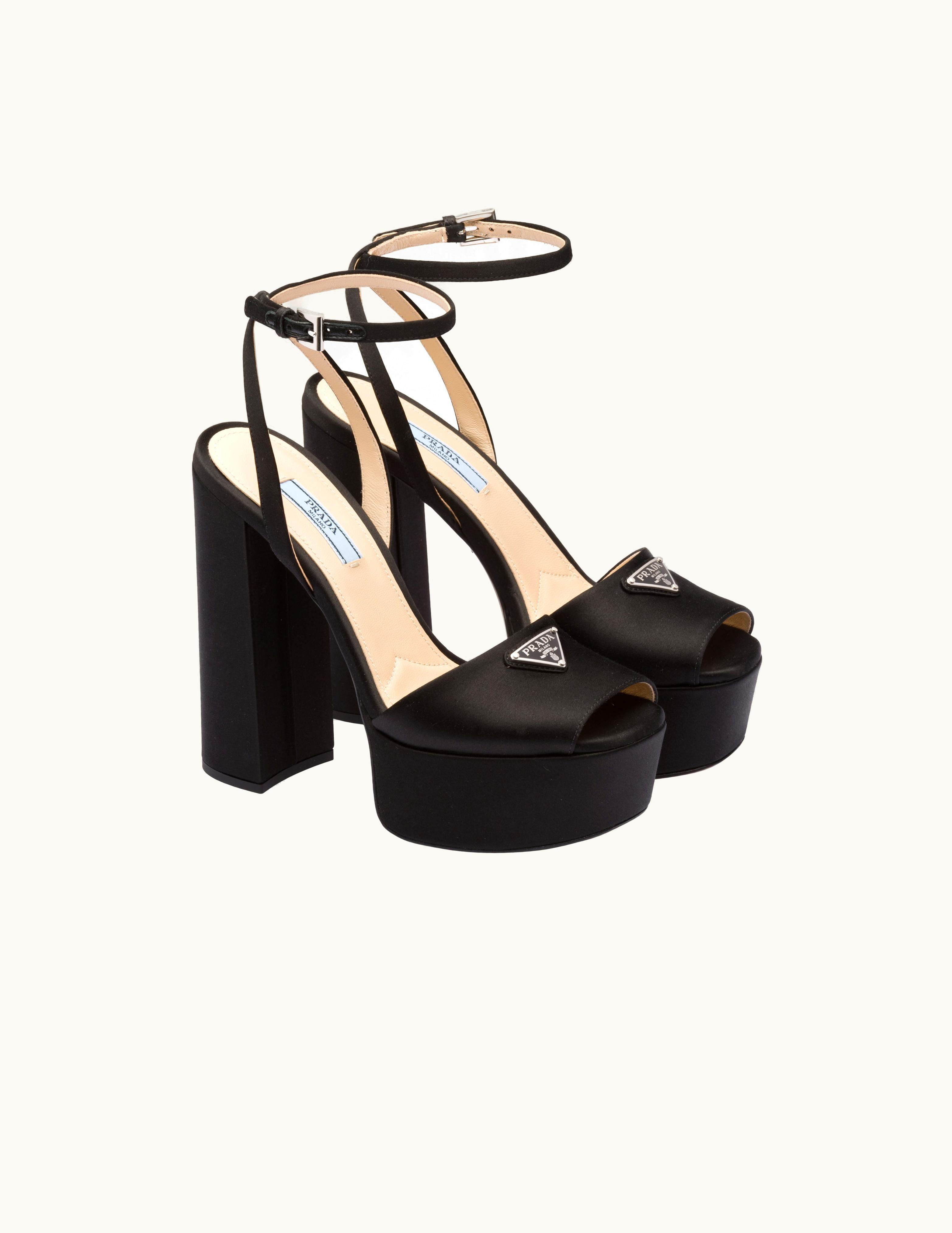 Prada Prada Black High-heeled Satin Sandals