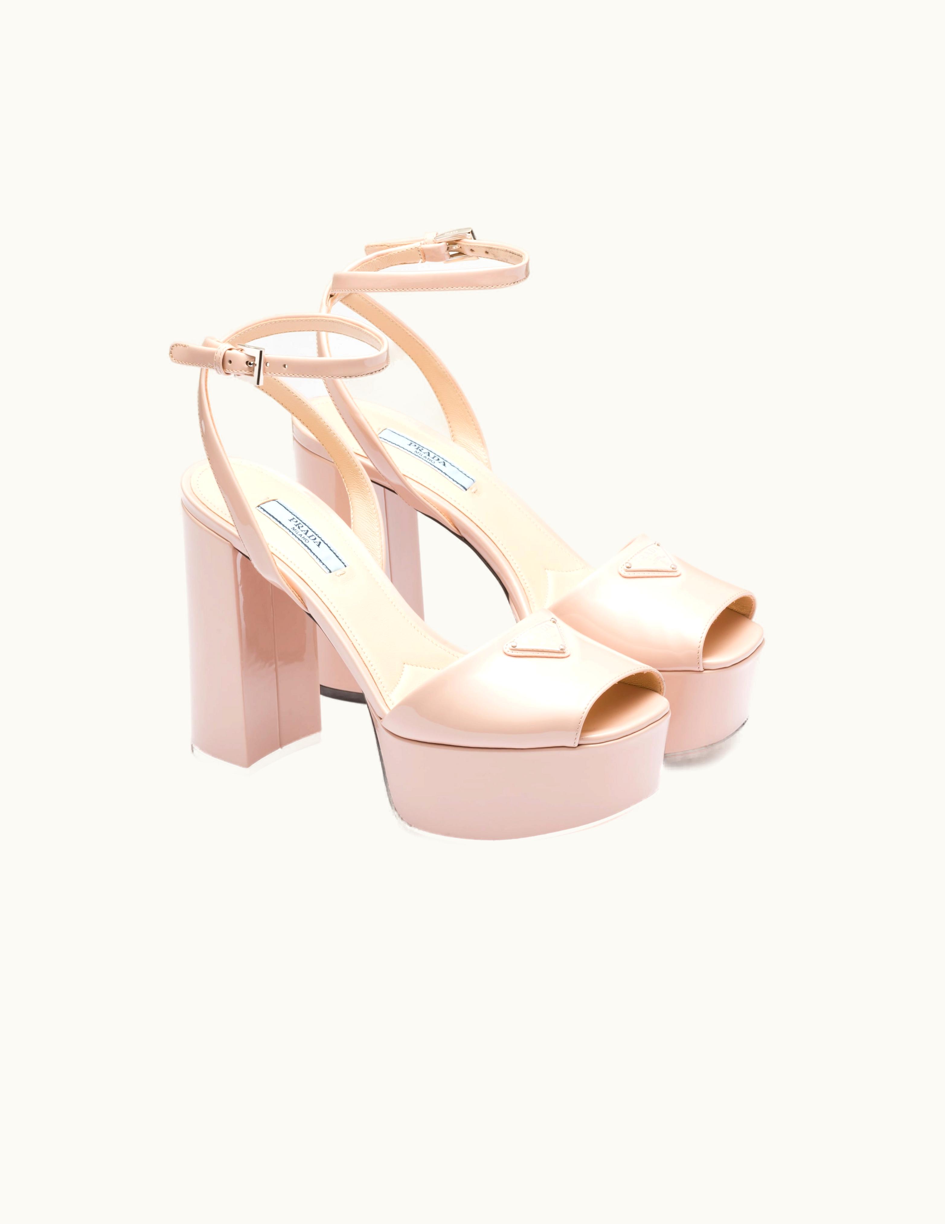 Prada Prada Powder Pink Patent Leather Platform Sandals