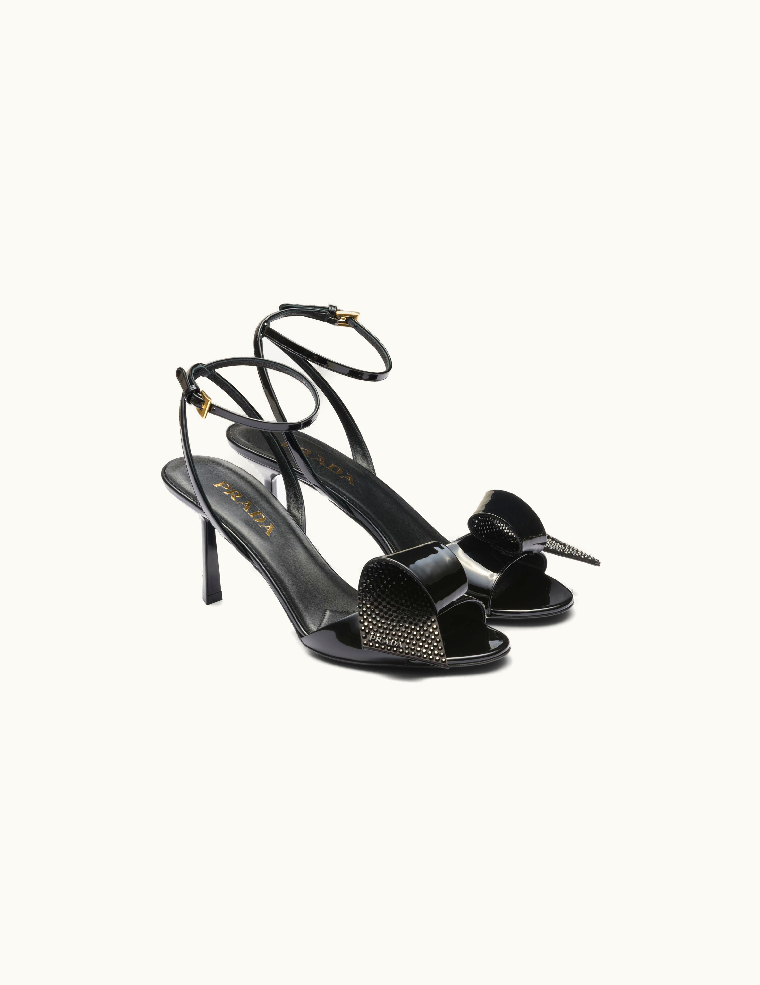 Prada Prada Crystal-Embellished Patent Leather Pumps Black