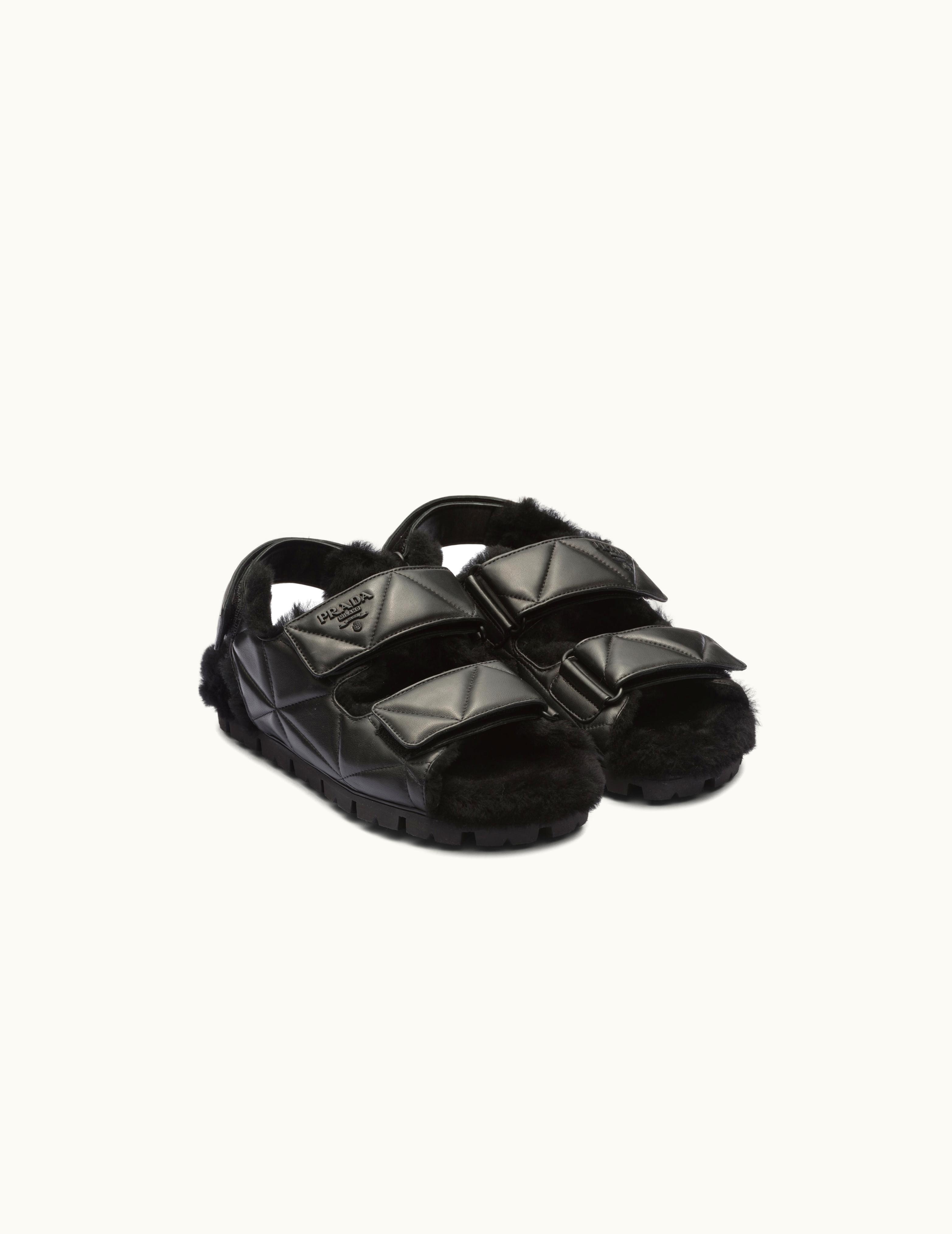 Prada Prada Black Nappa Leather Sandals