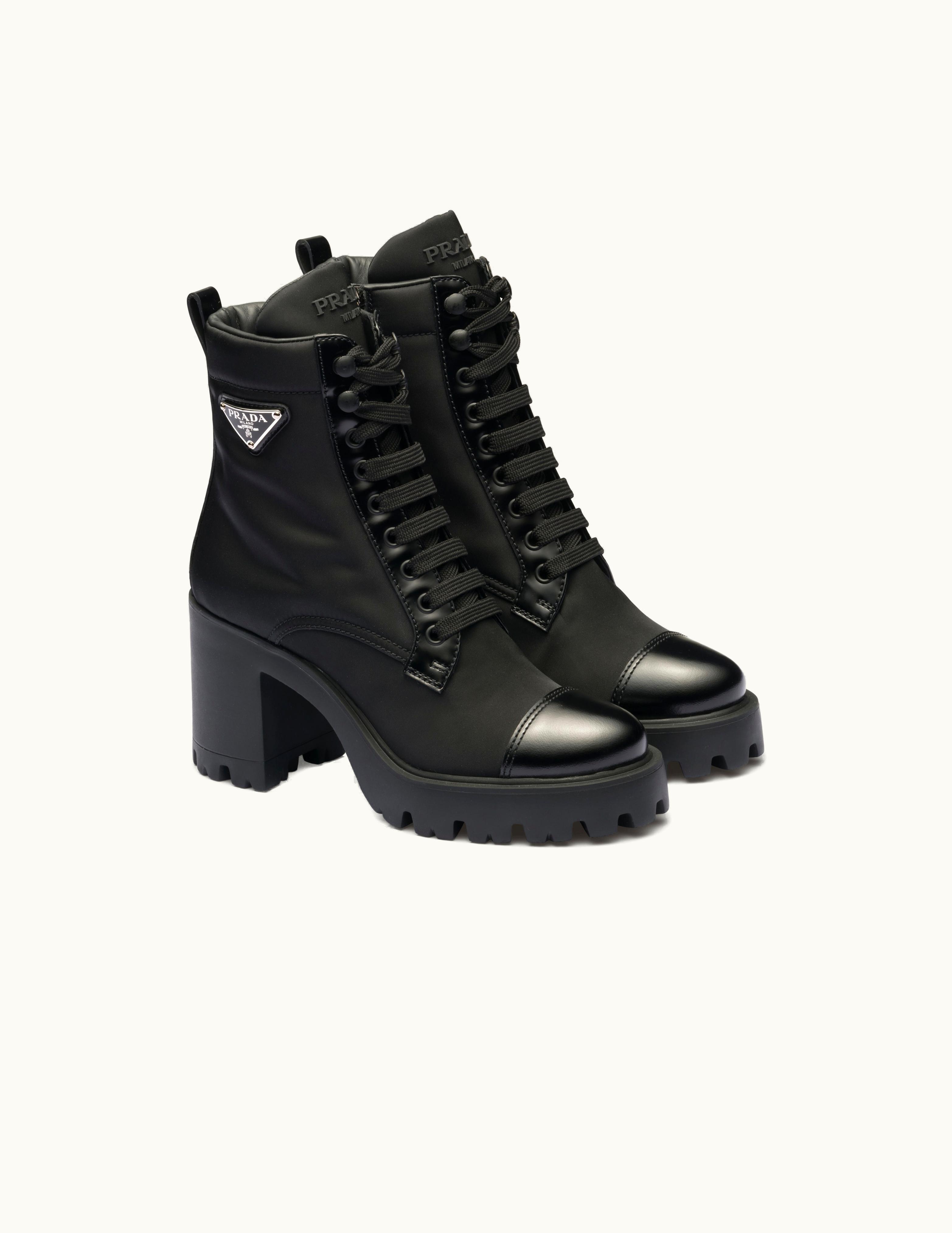 Prada Prada Black Re-nylon And Leather Booties