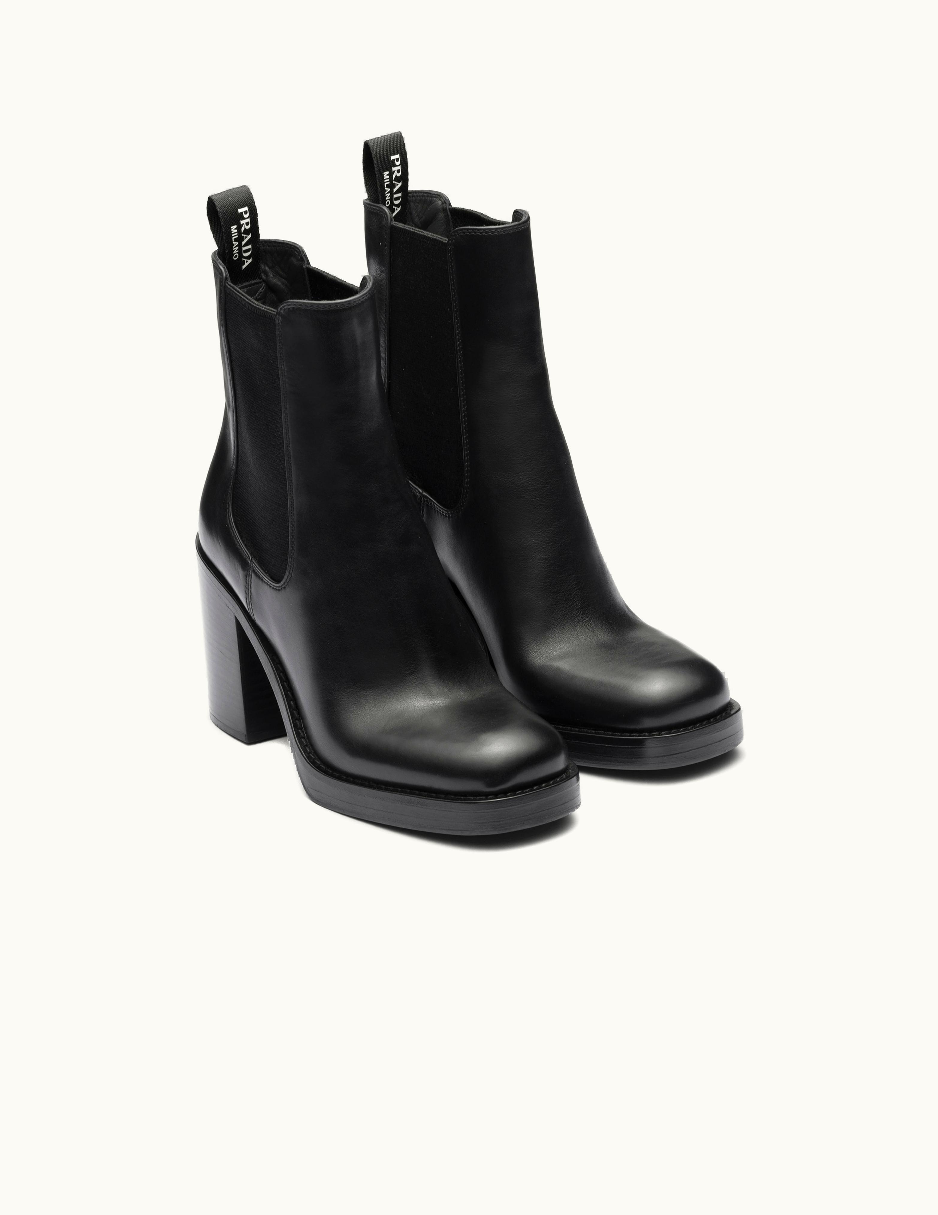 Prada Prada Elegante Black Leather Ankle Booties