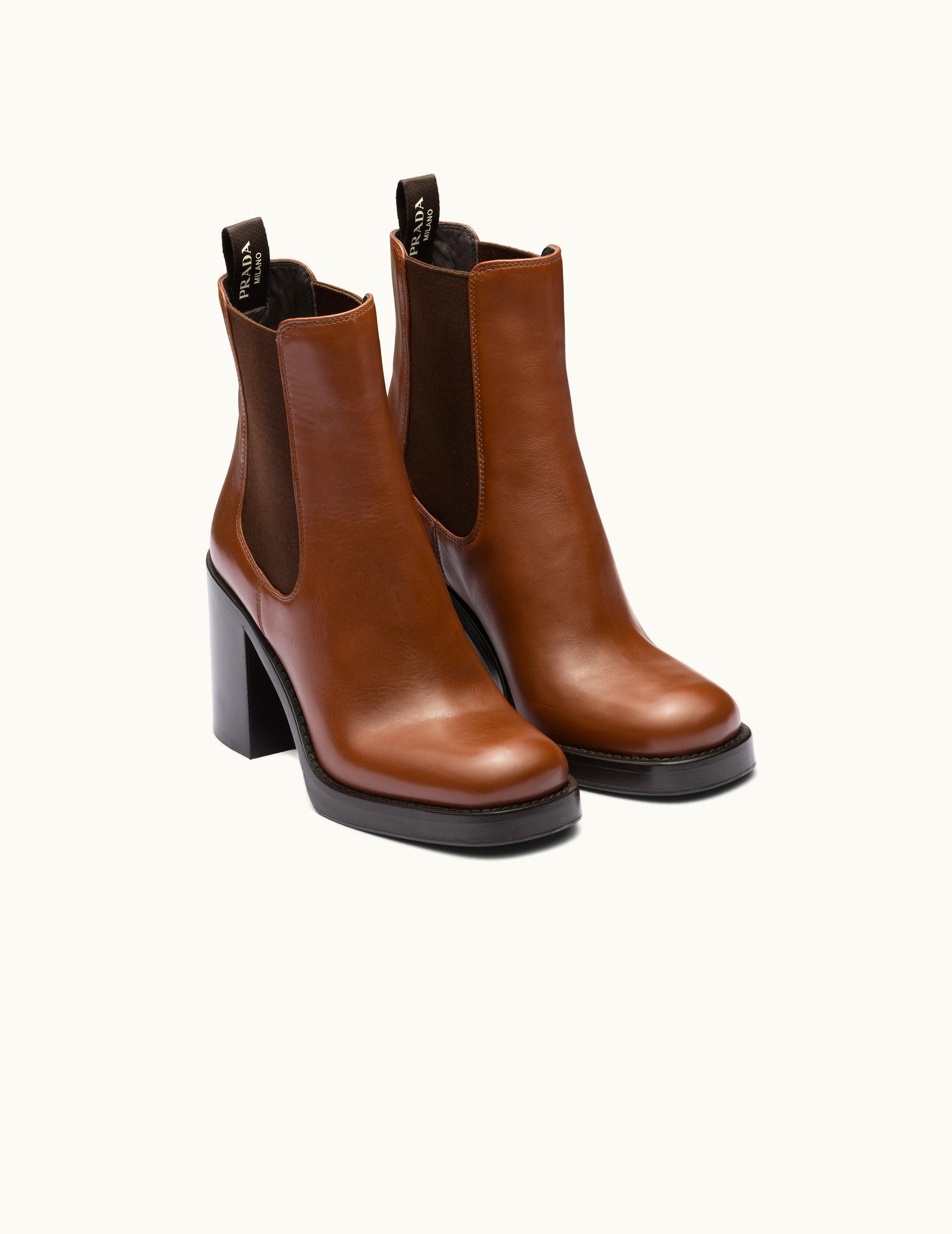 Prada Prada Cognac Leather Booties