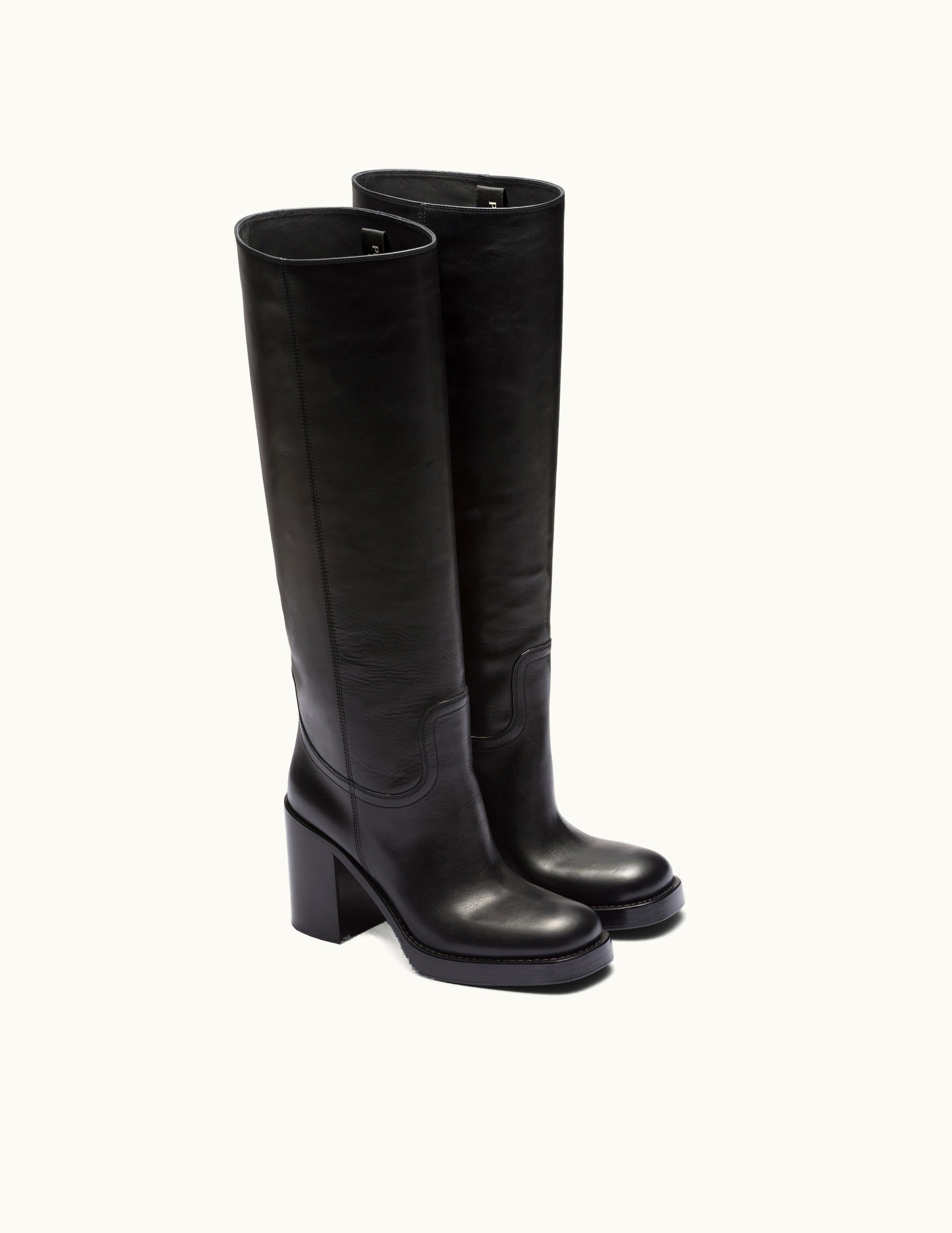 Prada Prada Chic 40 Leather Boots Black