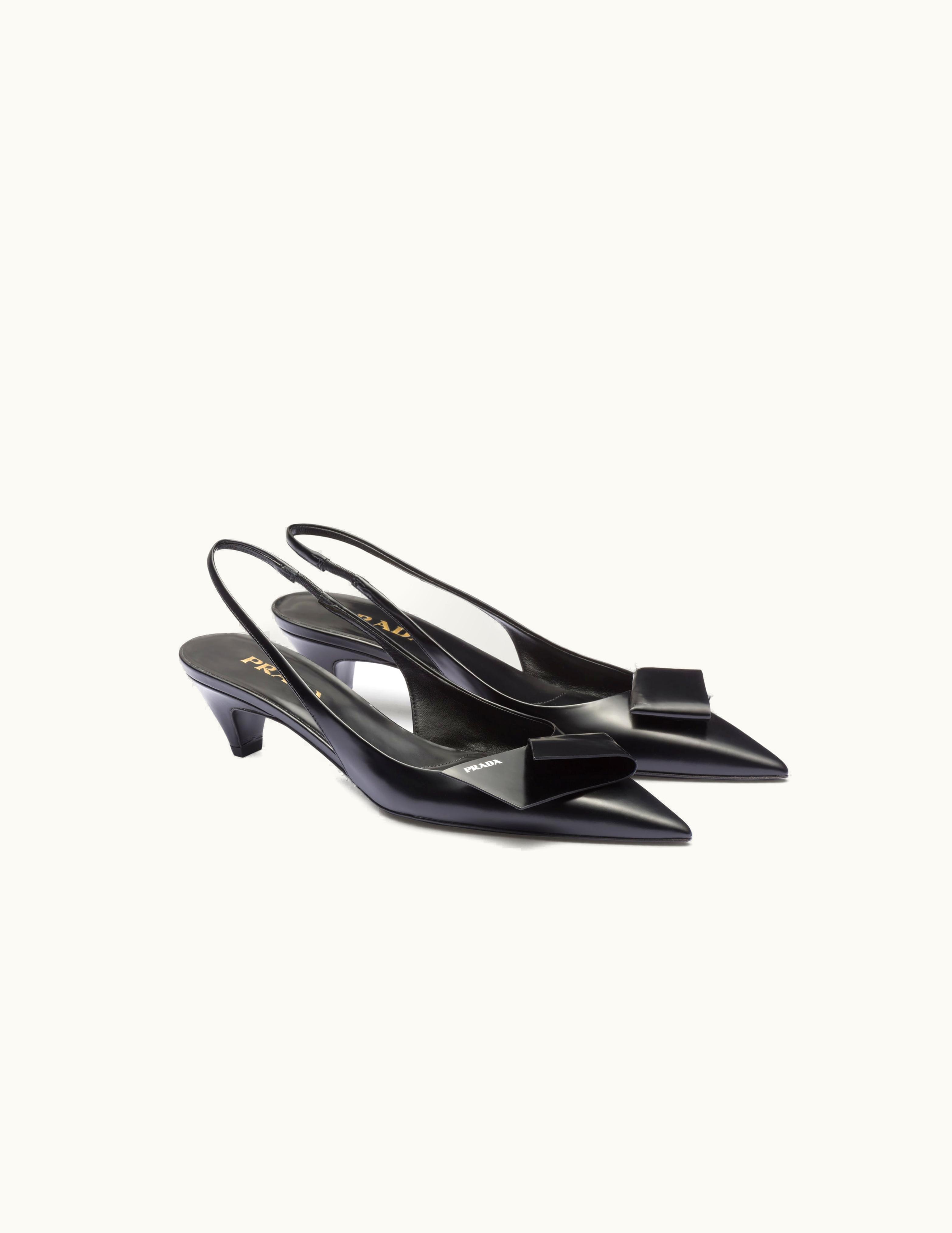 Prada Prada Black Brushed Leather Slingback Pumps 1I318N_055_F0002_F_045