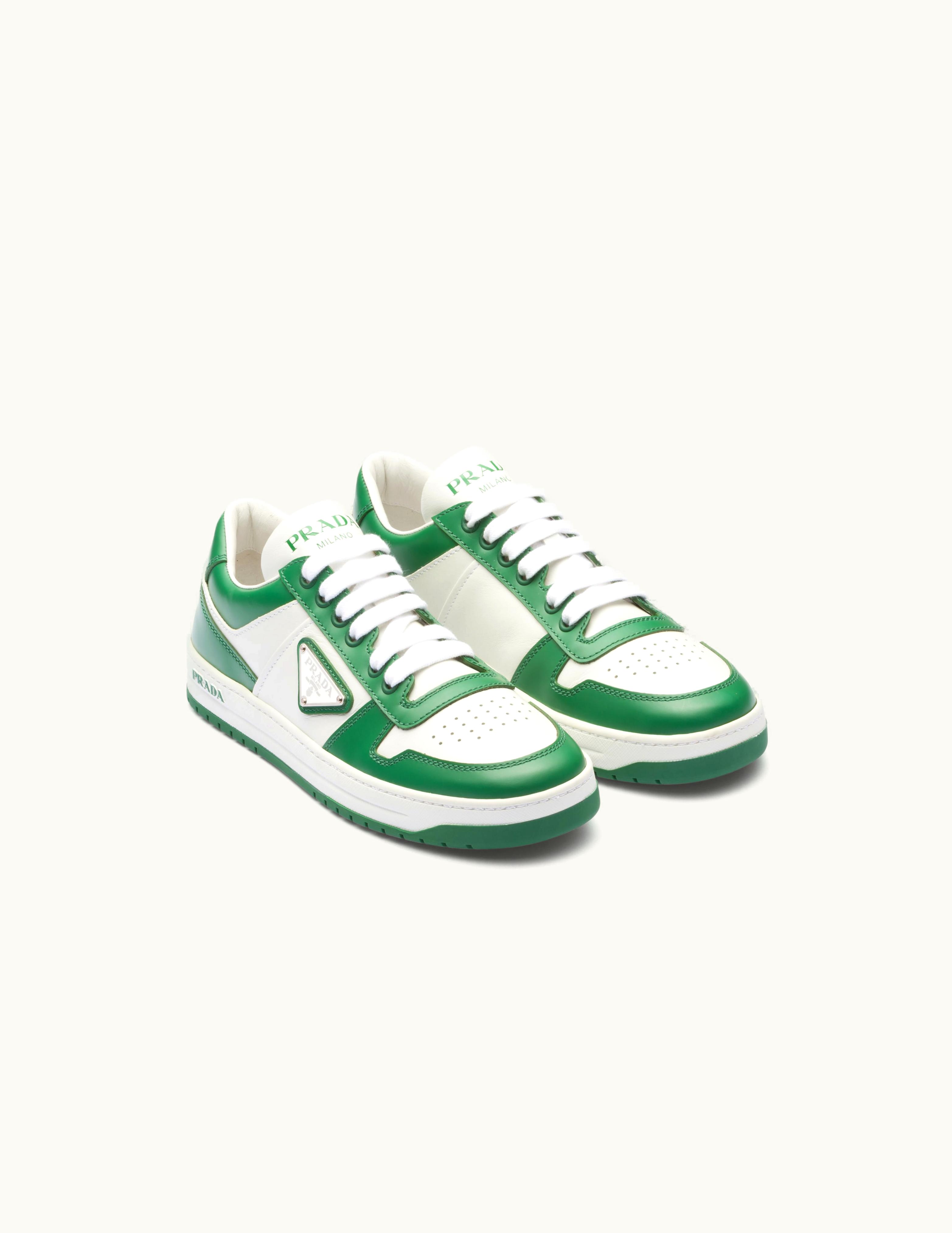 Prada Prada White / Mango Downtown Perforated Leather Sneakers