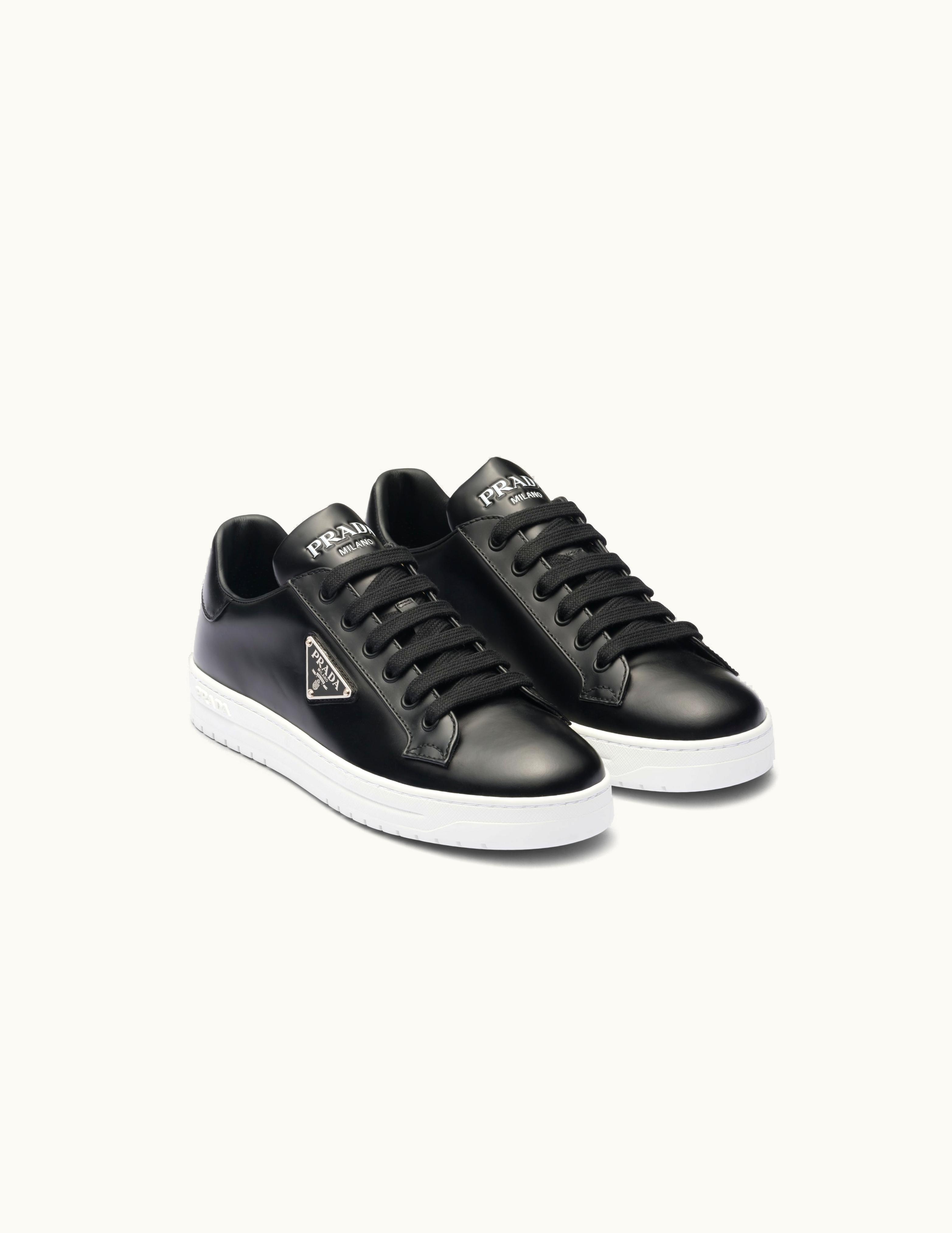 Prada Prada Black / White Downtown Brushed Leather Sneakers