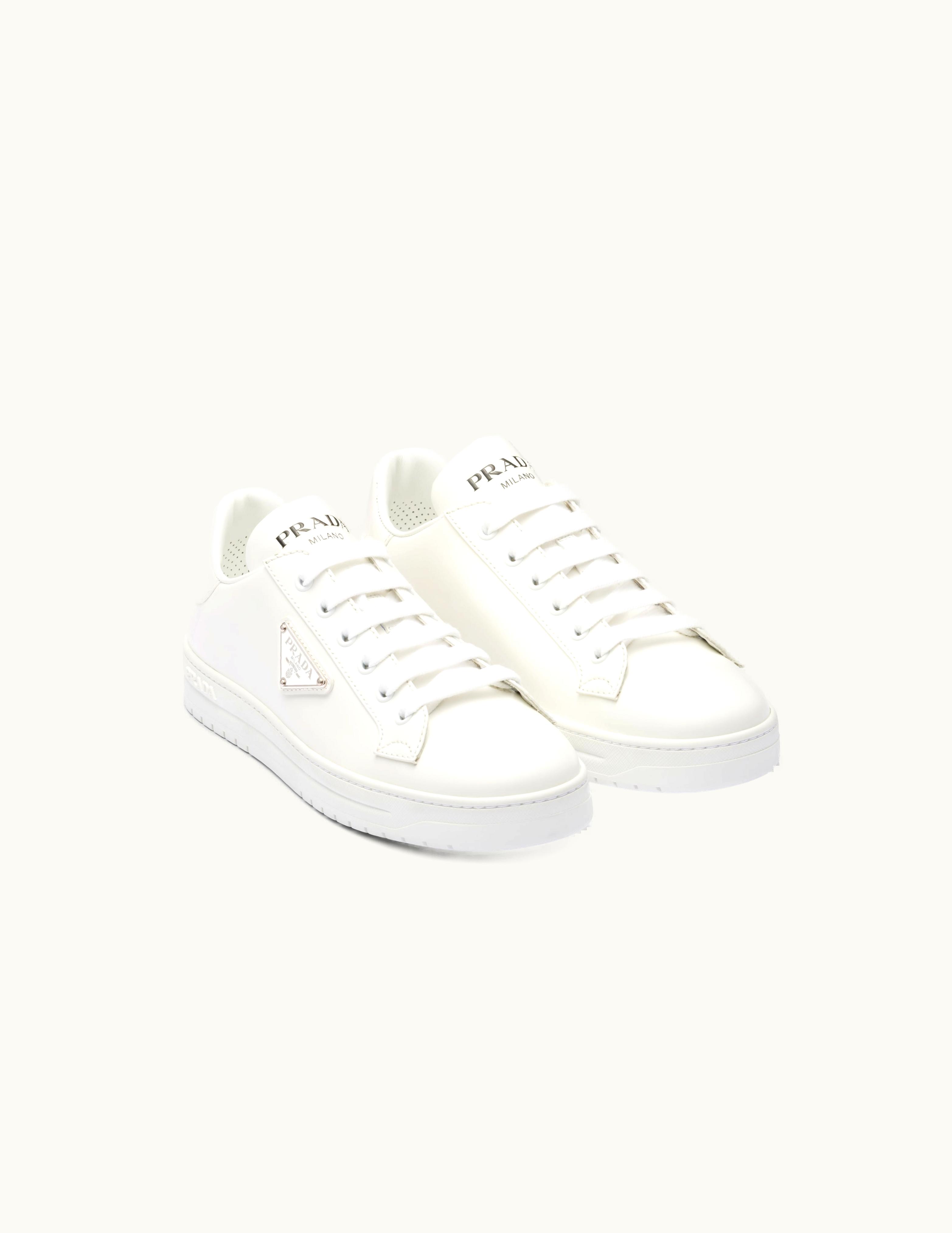 Prada Prada White Downtown Brushed Leather Sneakers
