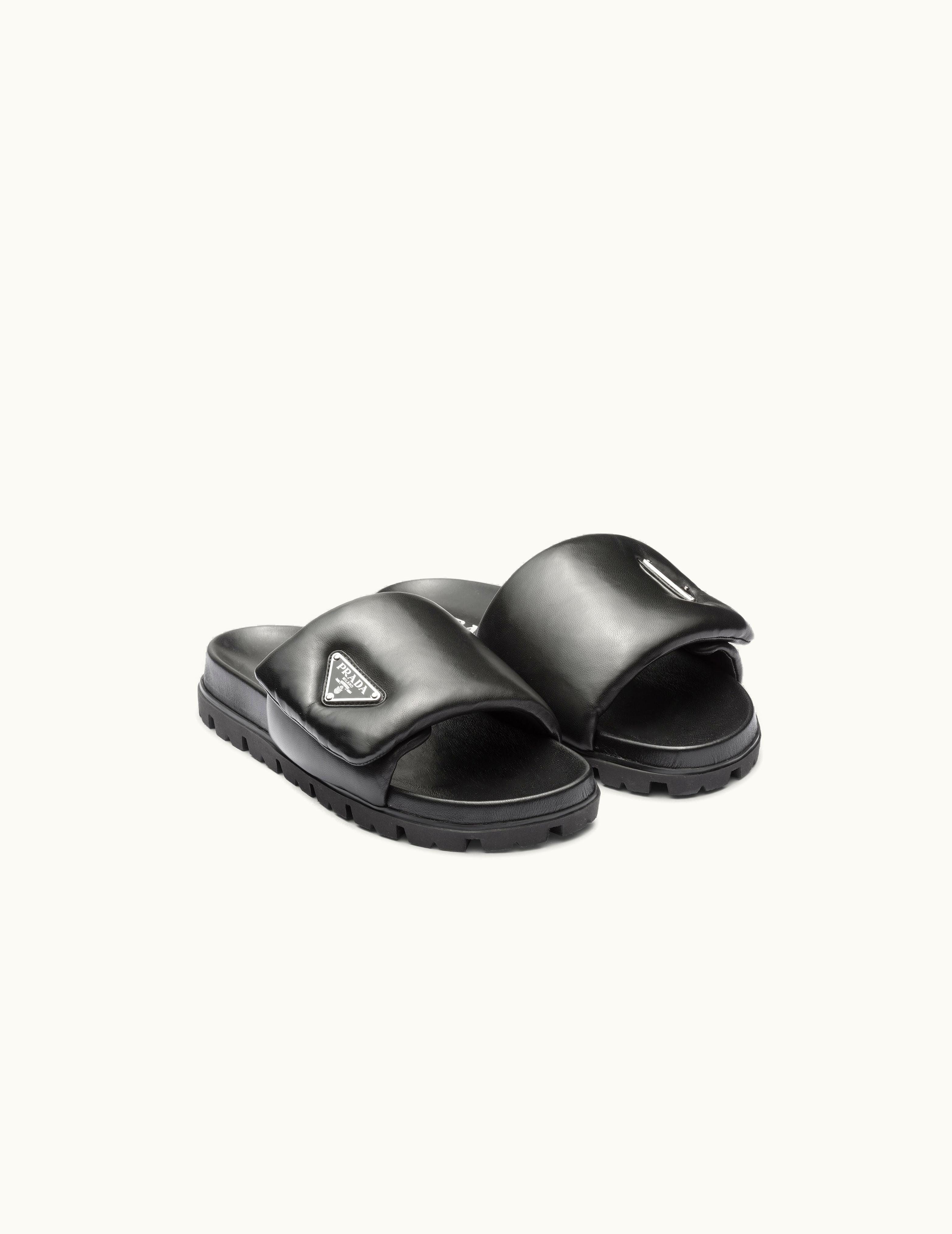 Prada Prada Black Soft Padded Nappa Leather Slides
