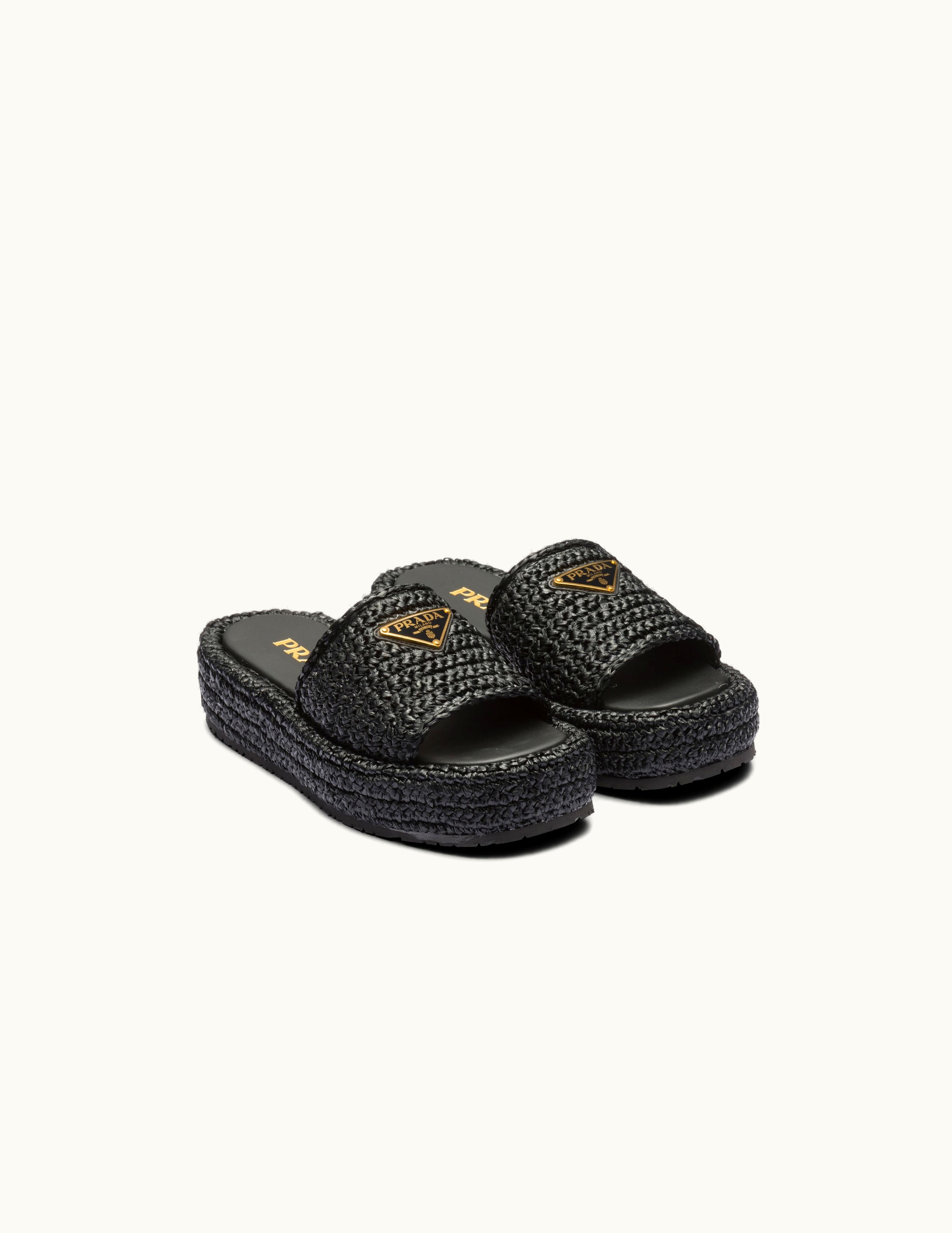 Prada Prada Black Crochet Flatform Slides