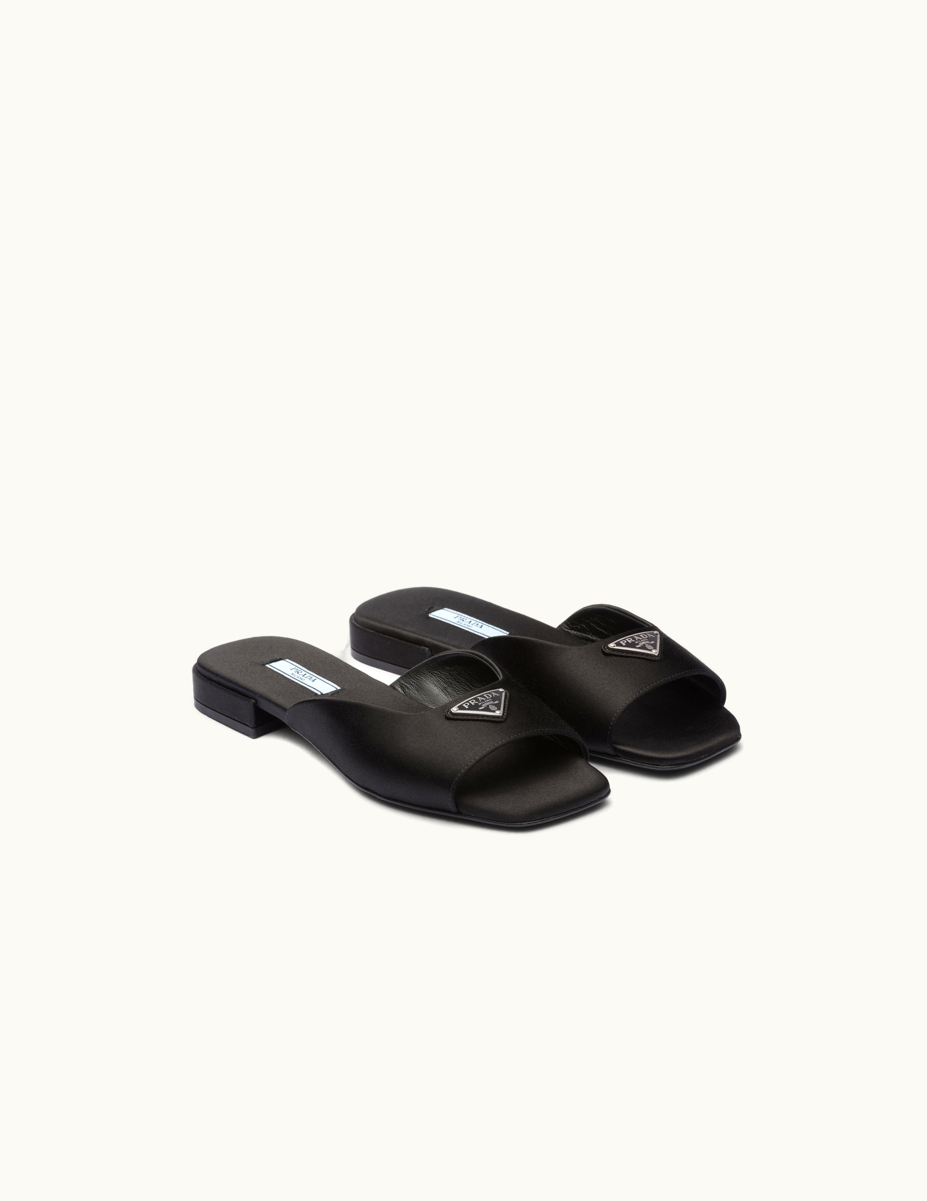 Prada Prada Black Flat Satin Sandals