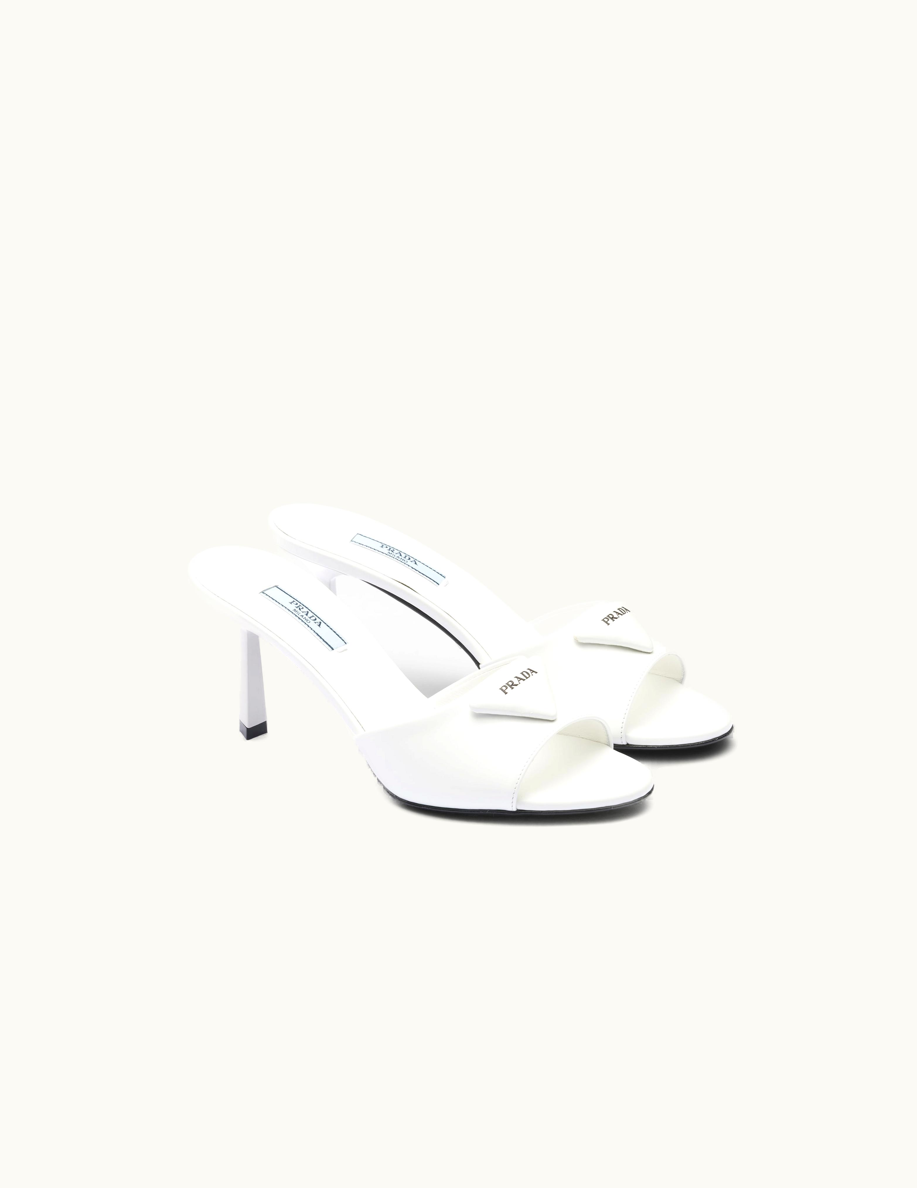 Prada Prada White Brushed Leather Sandals