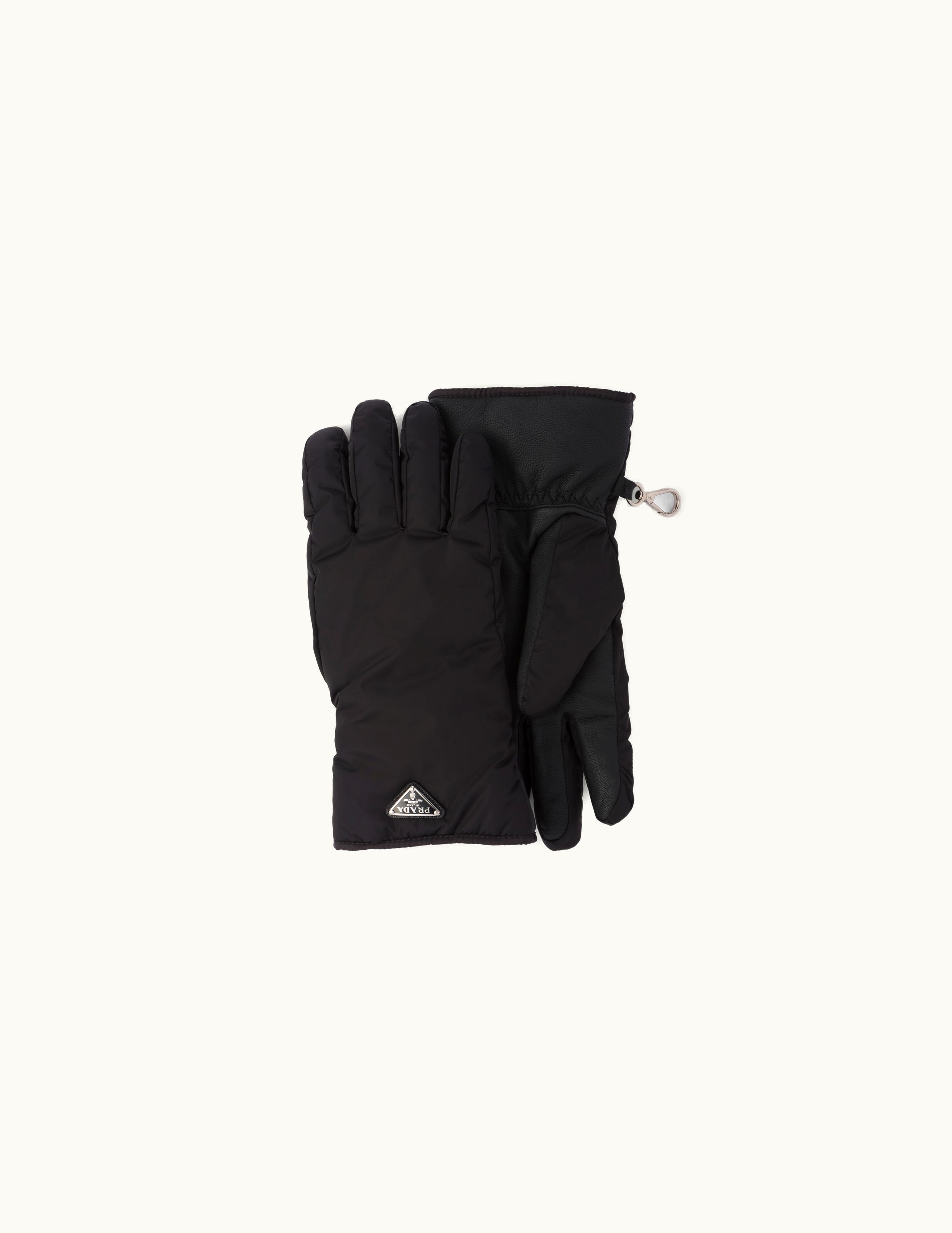 Prada Prada Triangle Logo Leather Gloves Black