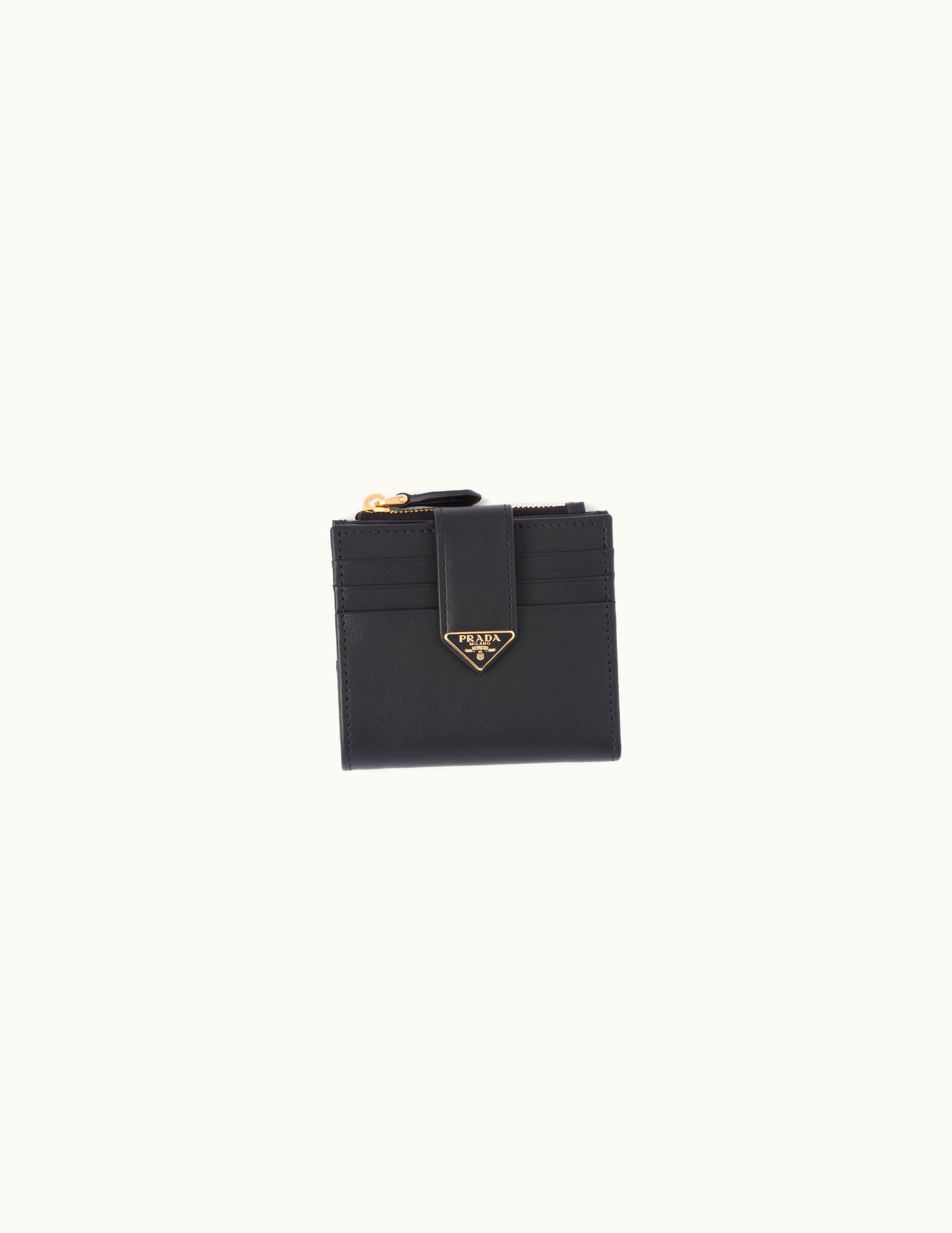 Prada Prada Triangle Small Leather Wallet Black