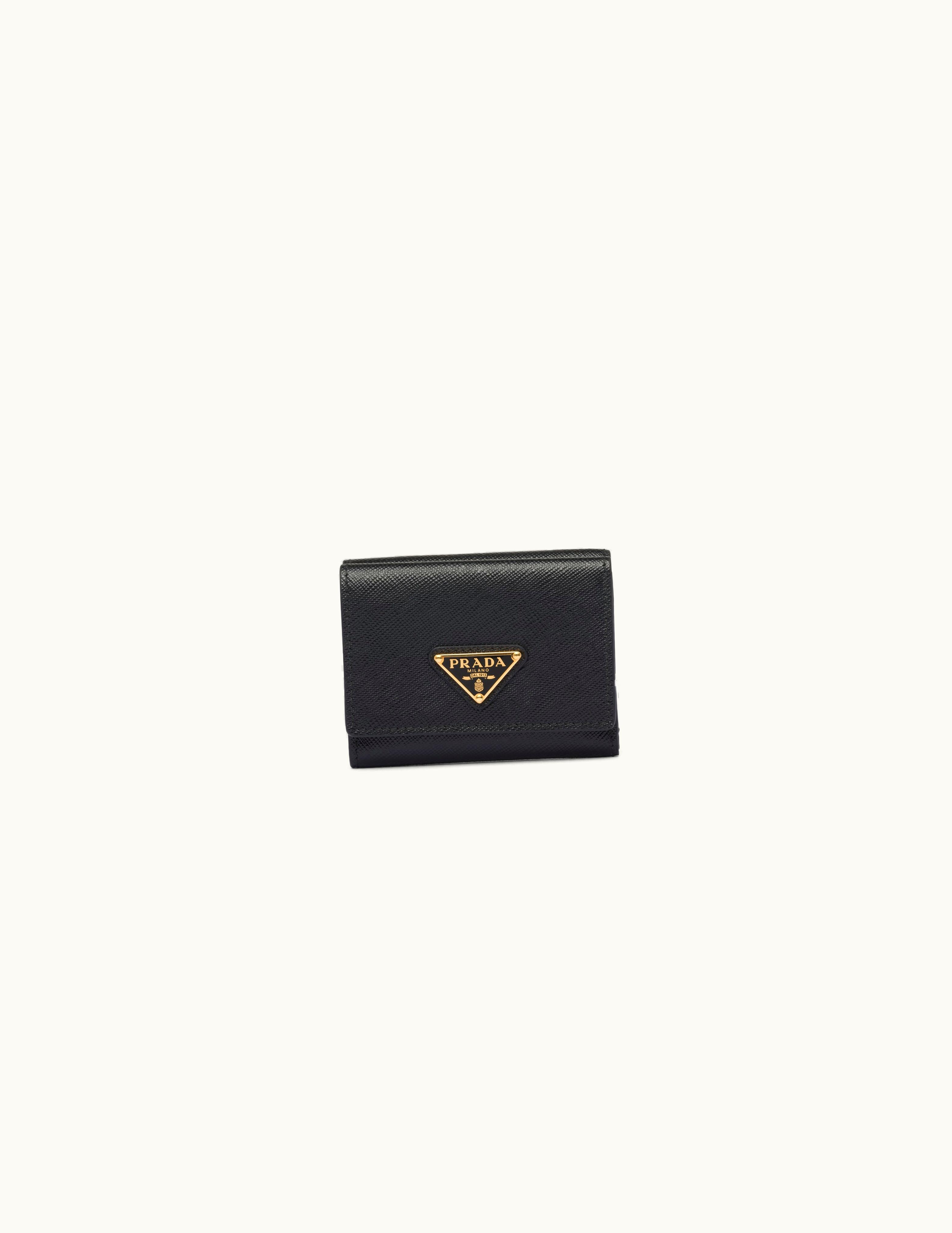 Prada Prada Triangle Black Small Saffiano Leather Wallet