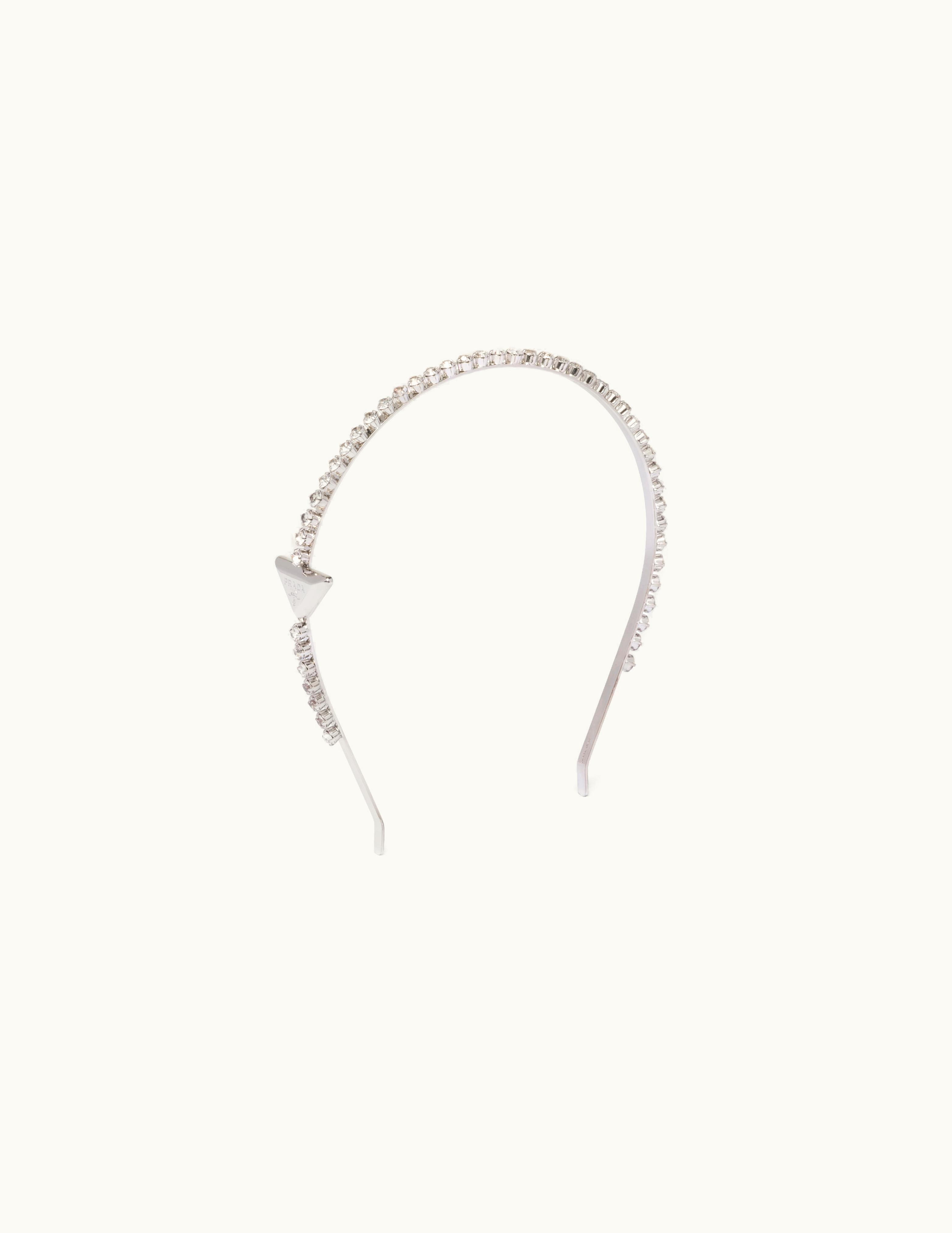 Prada Prada Steel / Crystal Embellished Brass Headband