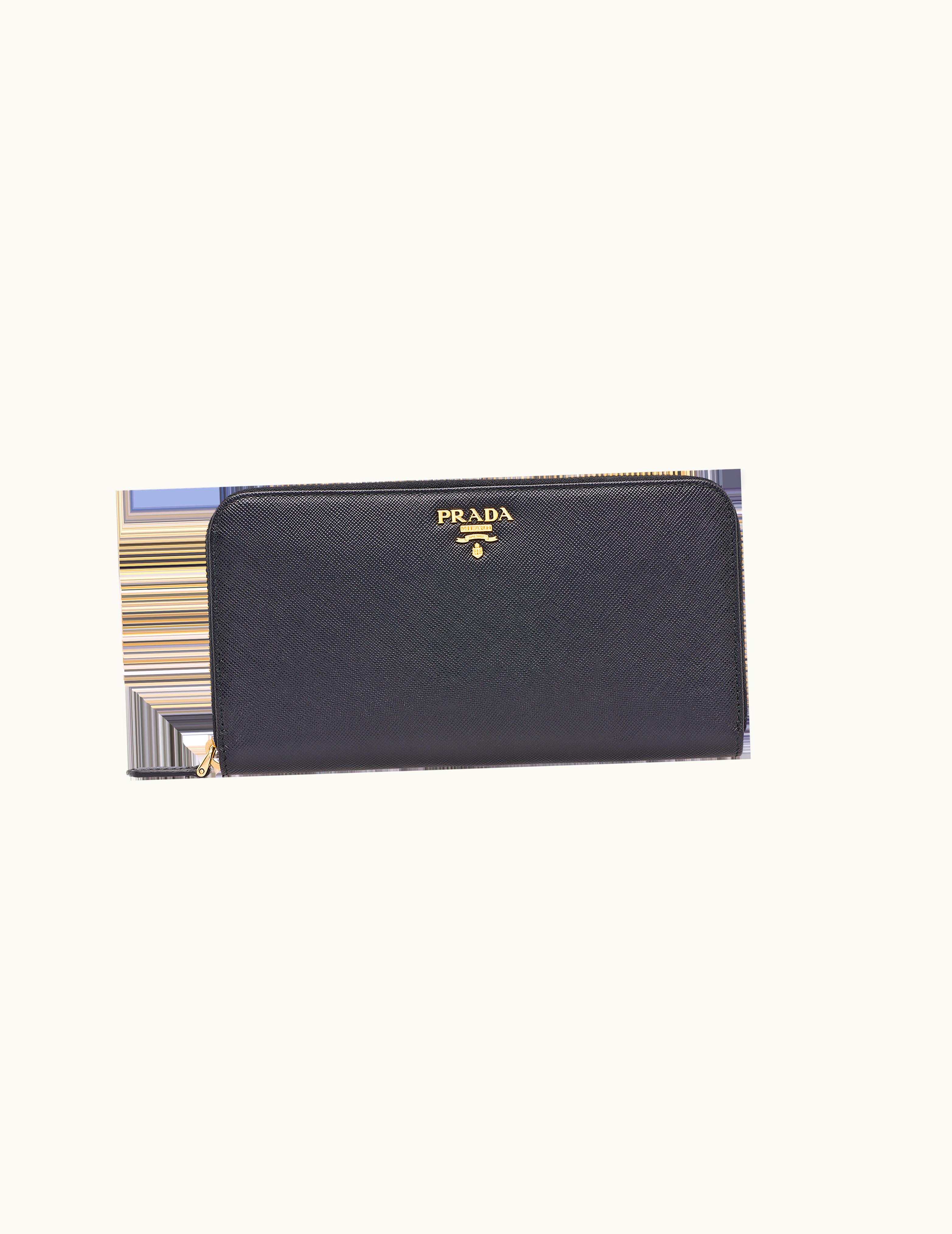 Prada Prada Zippered Black Saffiano Leather Large Wallet