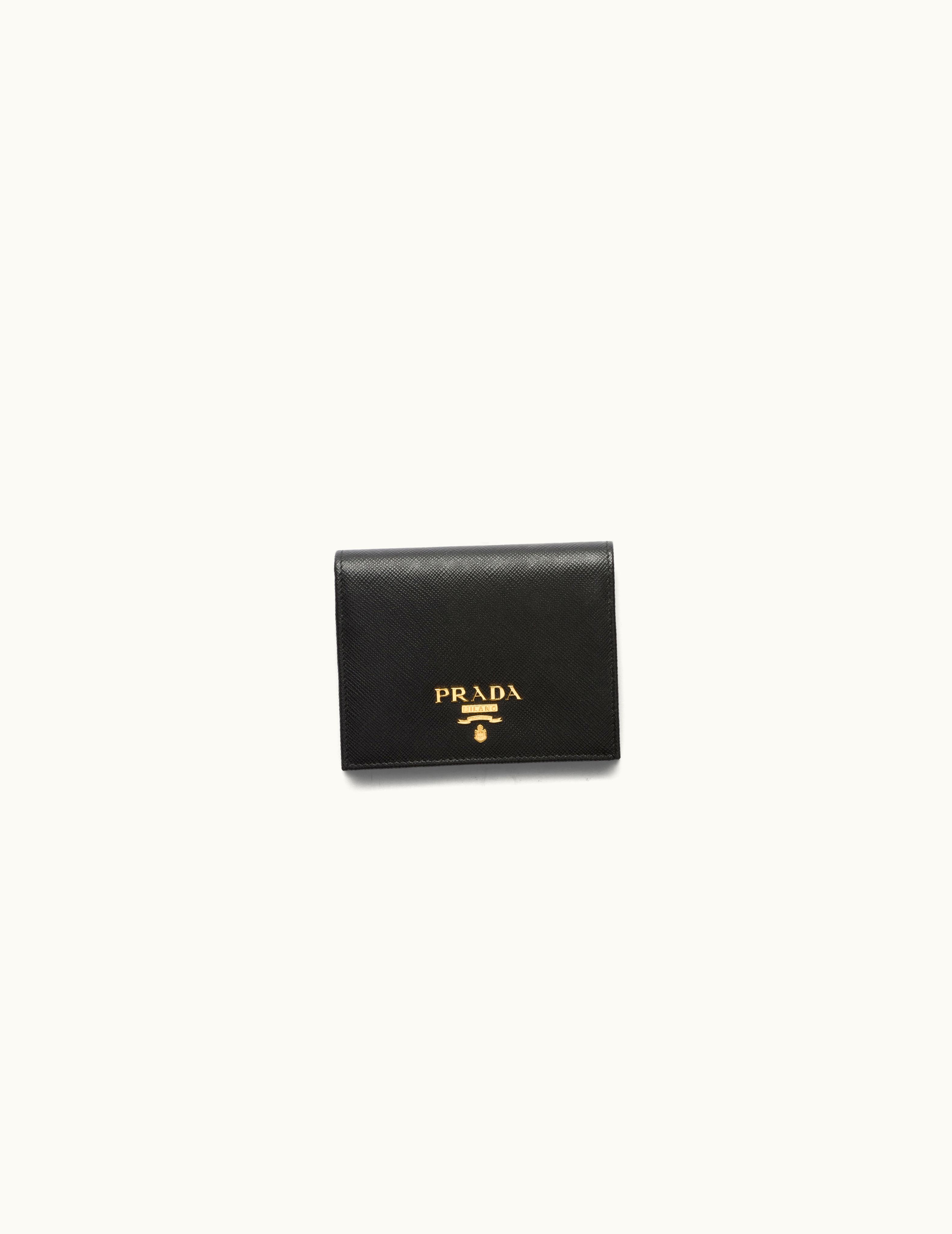Prada Prada Black / Pale Pink Small Saffiano Leather Wallet