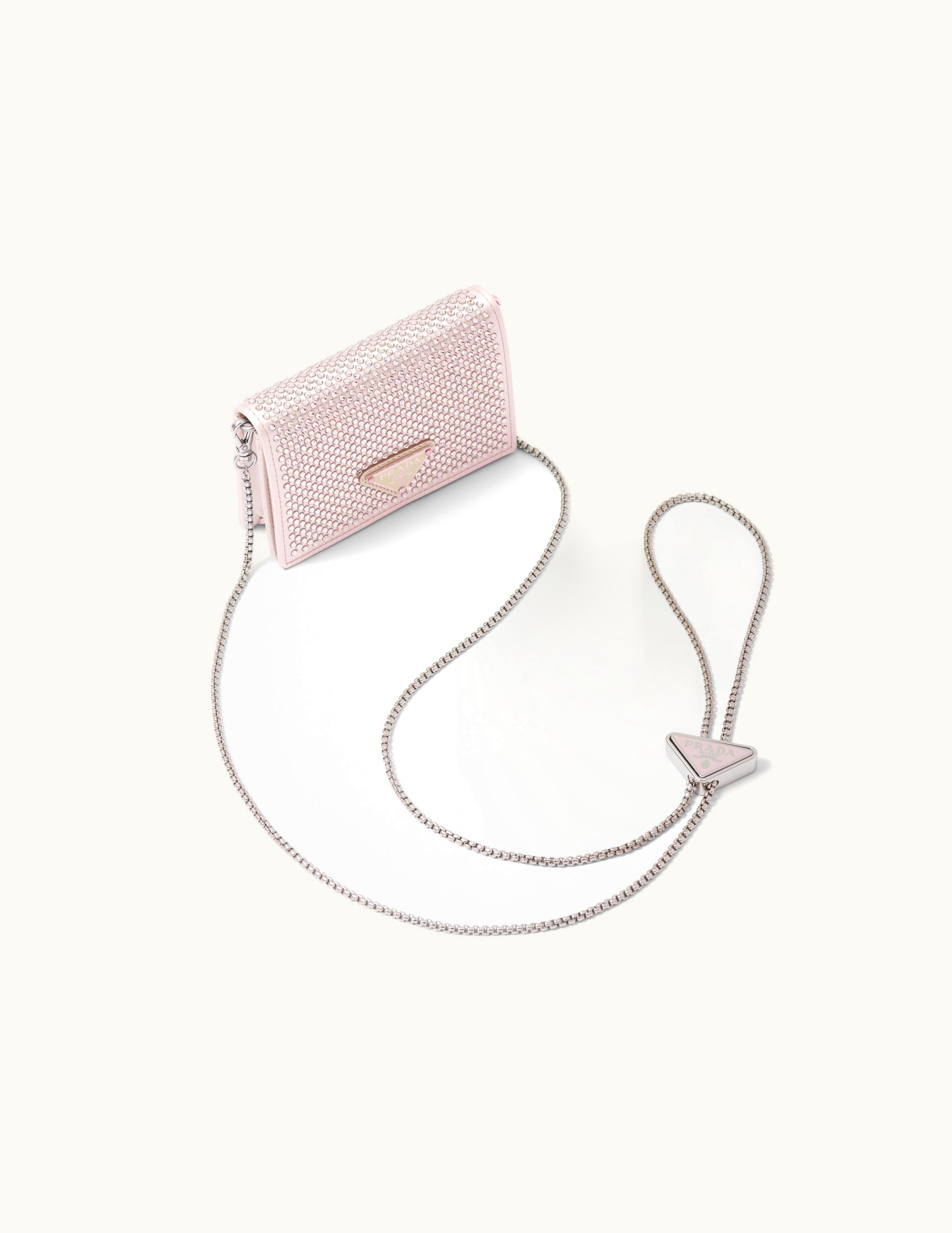 Prada Prada Water Lily Cardholder With Shoulder Strap And Crystals