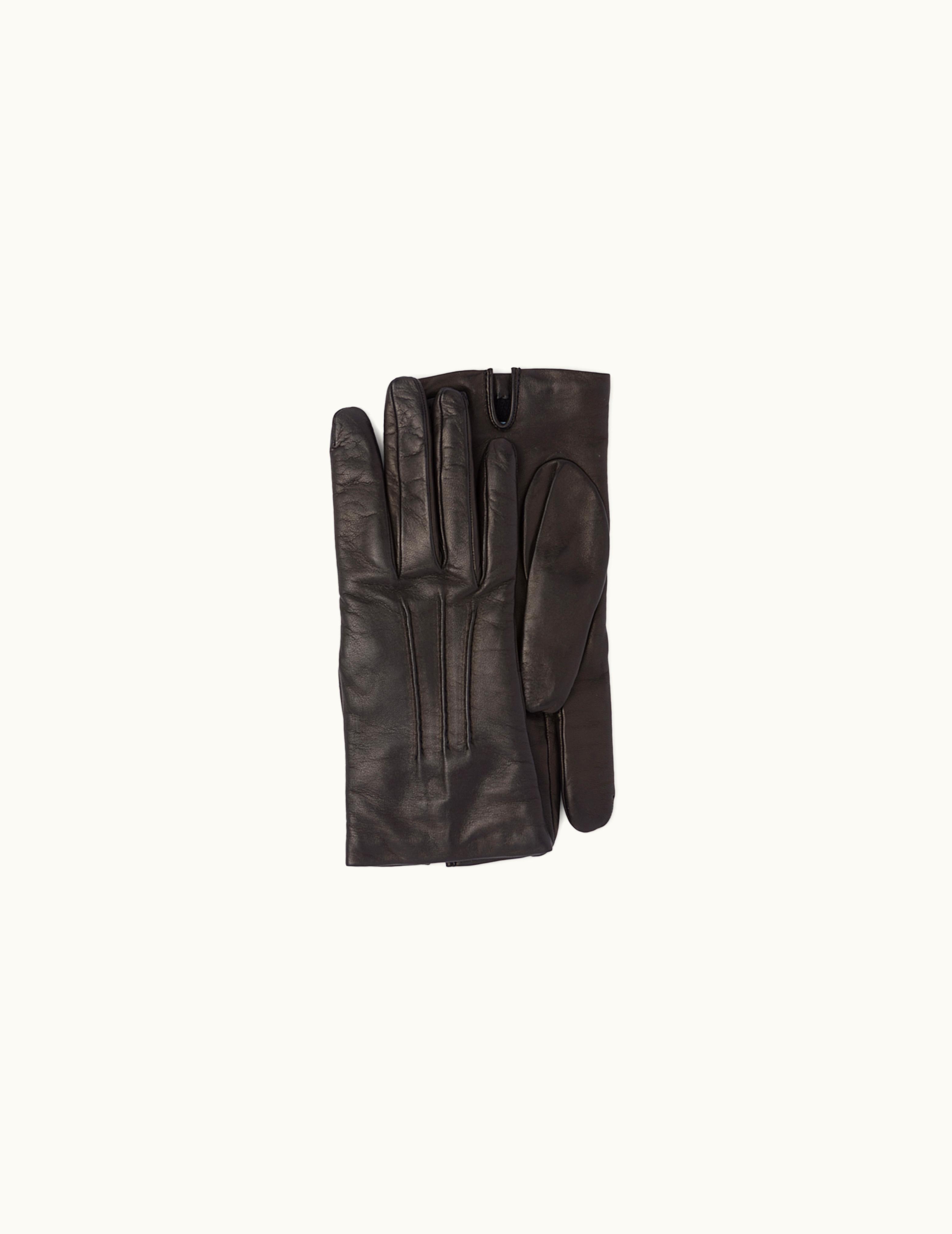 Prada Prada Luxe Cashmere-Lined Leather Gloves Black