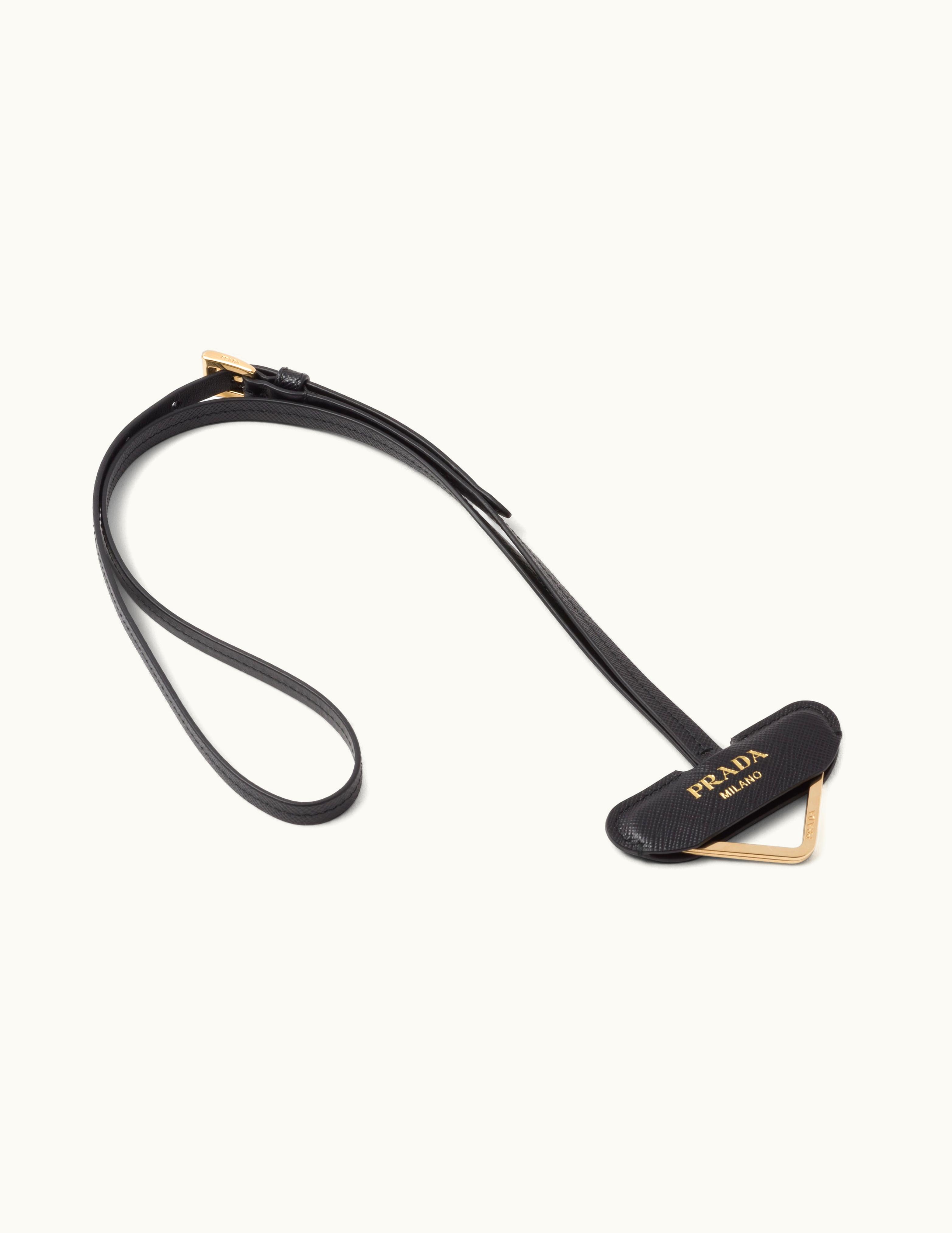 Prada Prada Black Leather And Metal Keychain