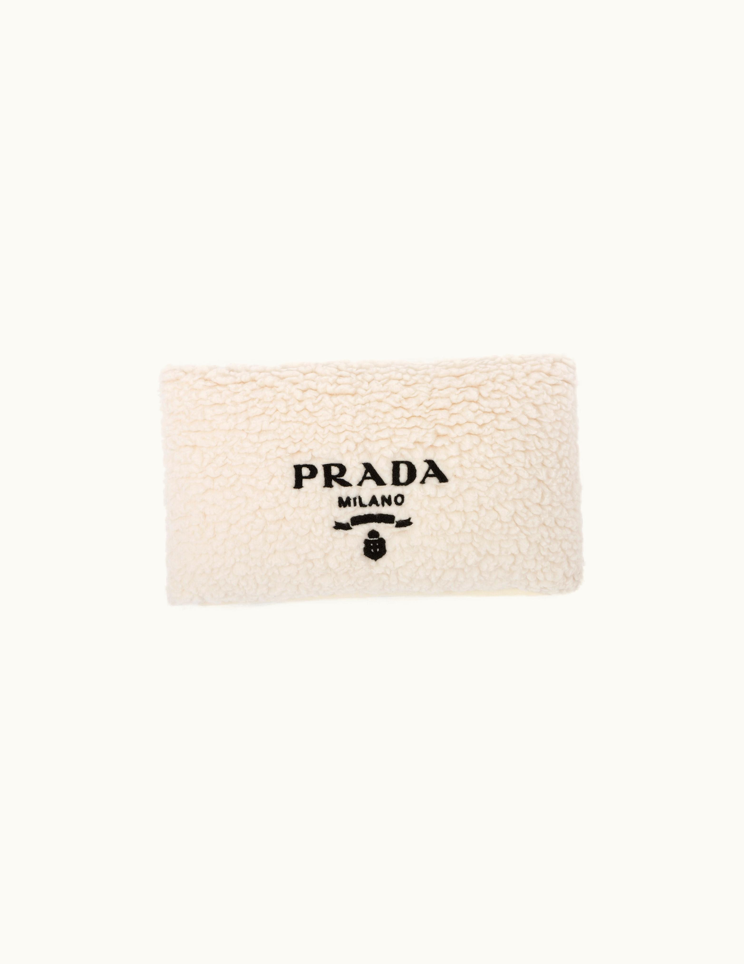 Prada Prada Embroidered Logo Faux-fur Cashmere And Wool Throw Pillow