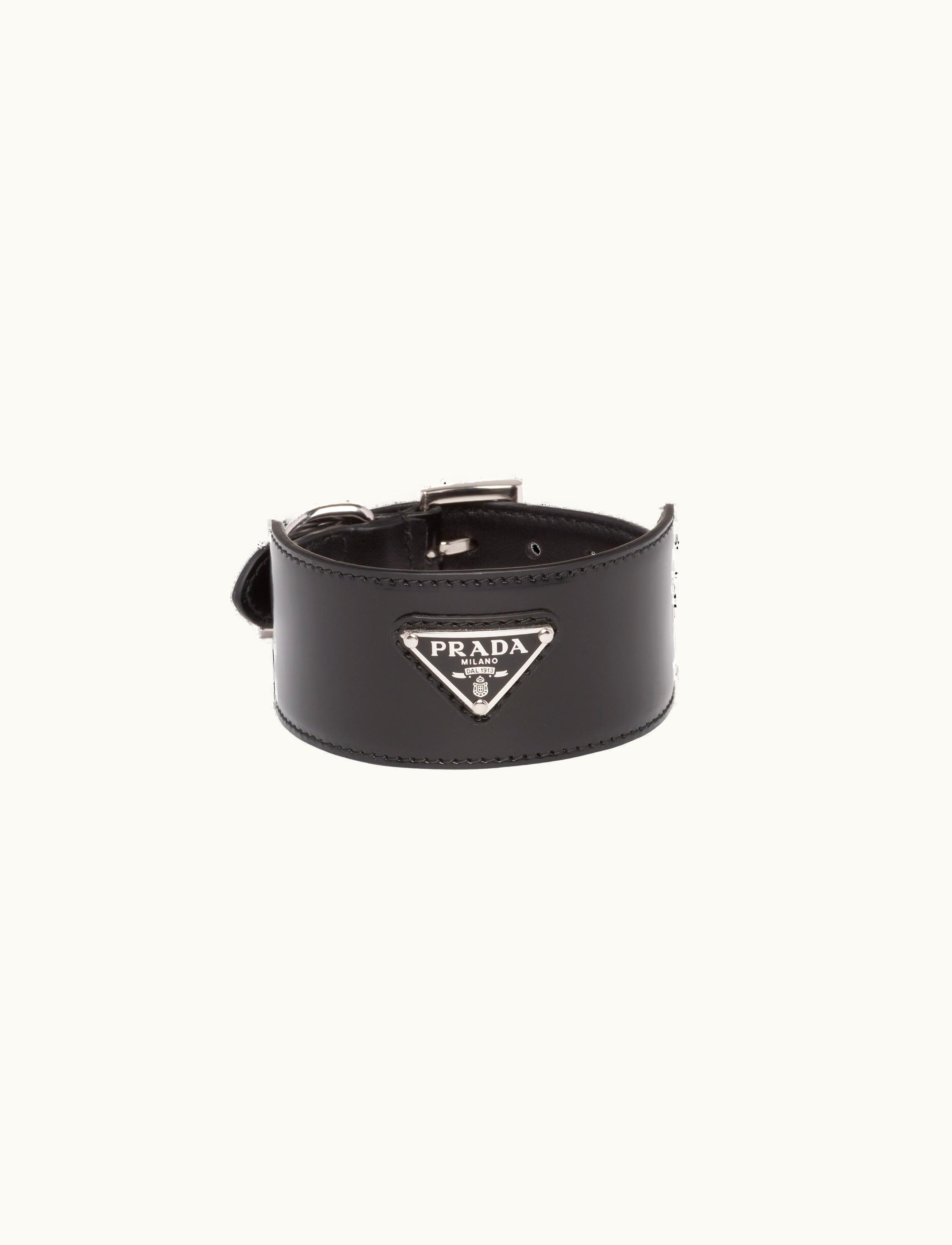 Prada Prada Black Brushed Leather Pet Collar