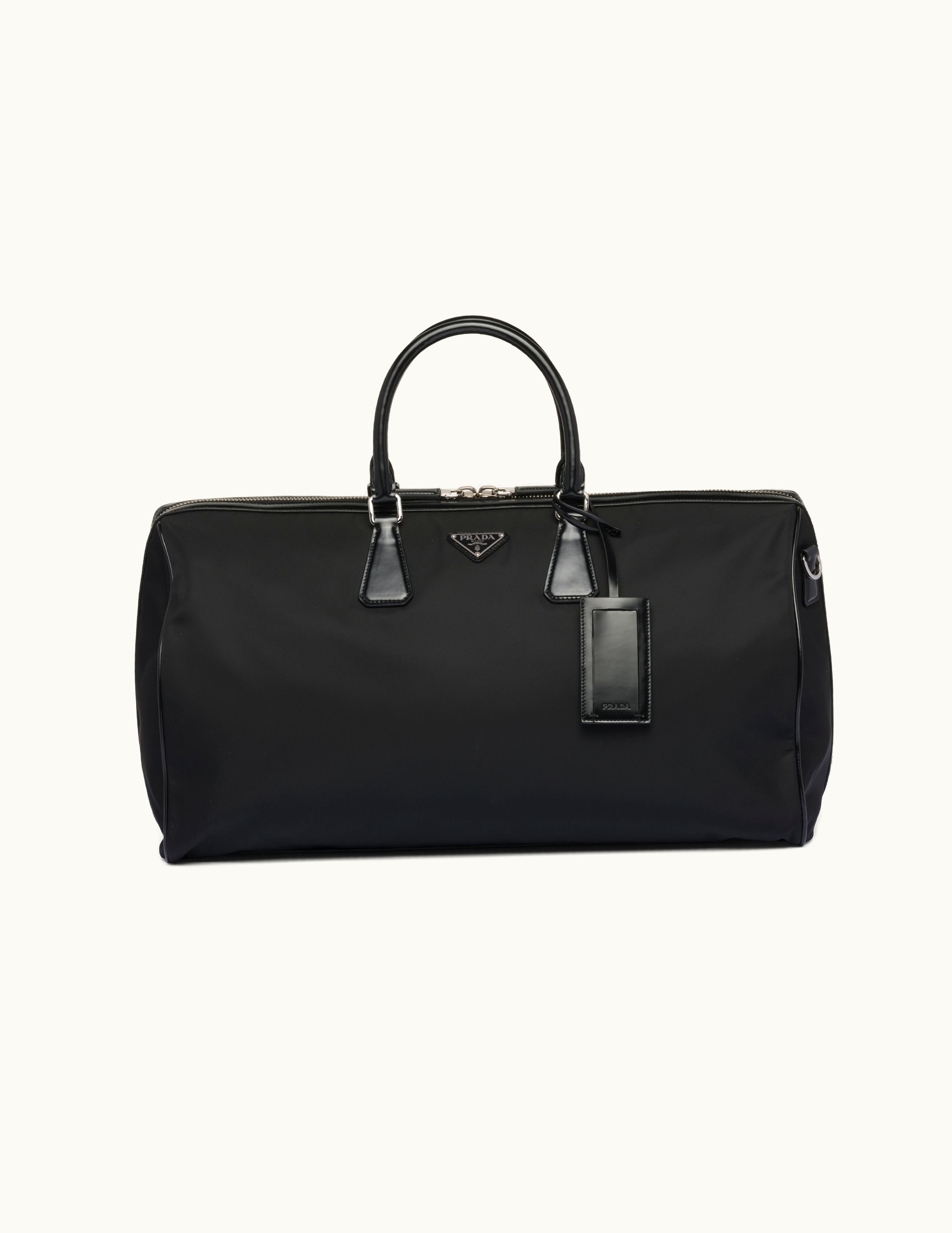 Prada Prada Black Re-nylon And Brushed Leather Duffel Bag