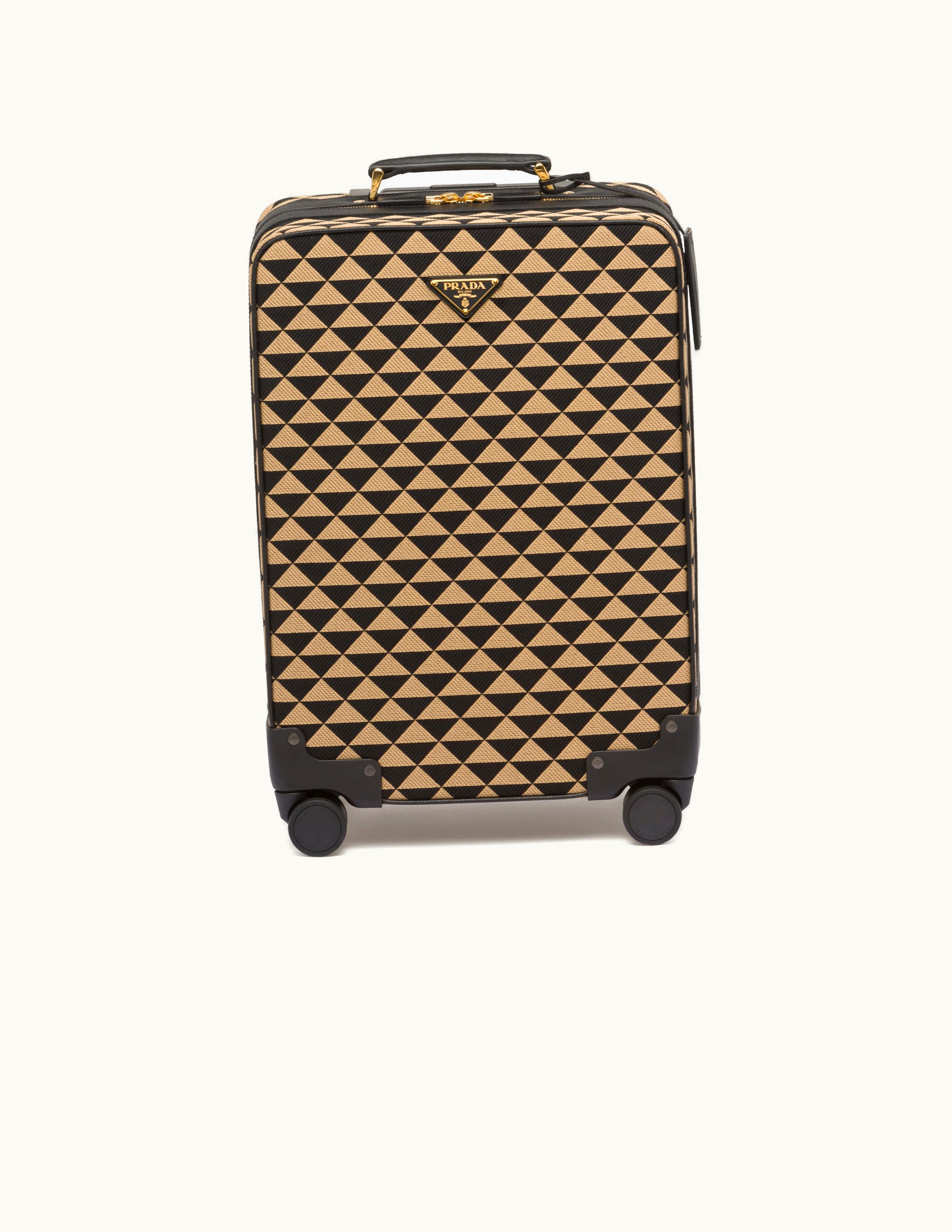 Prada Black / Beige Prada Symbole Embroidered Fabric Trolley