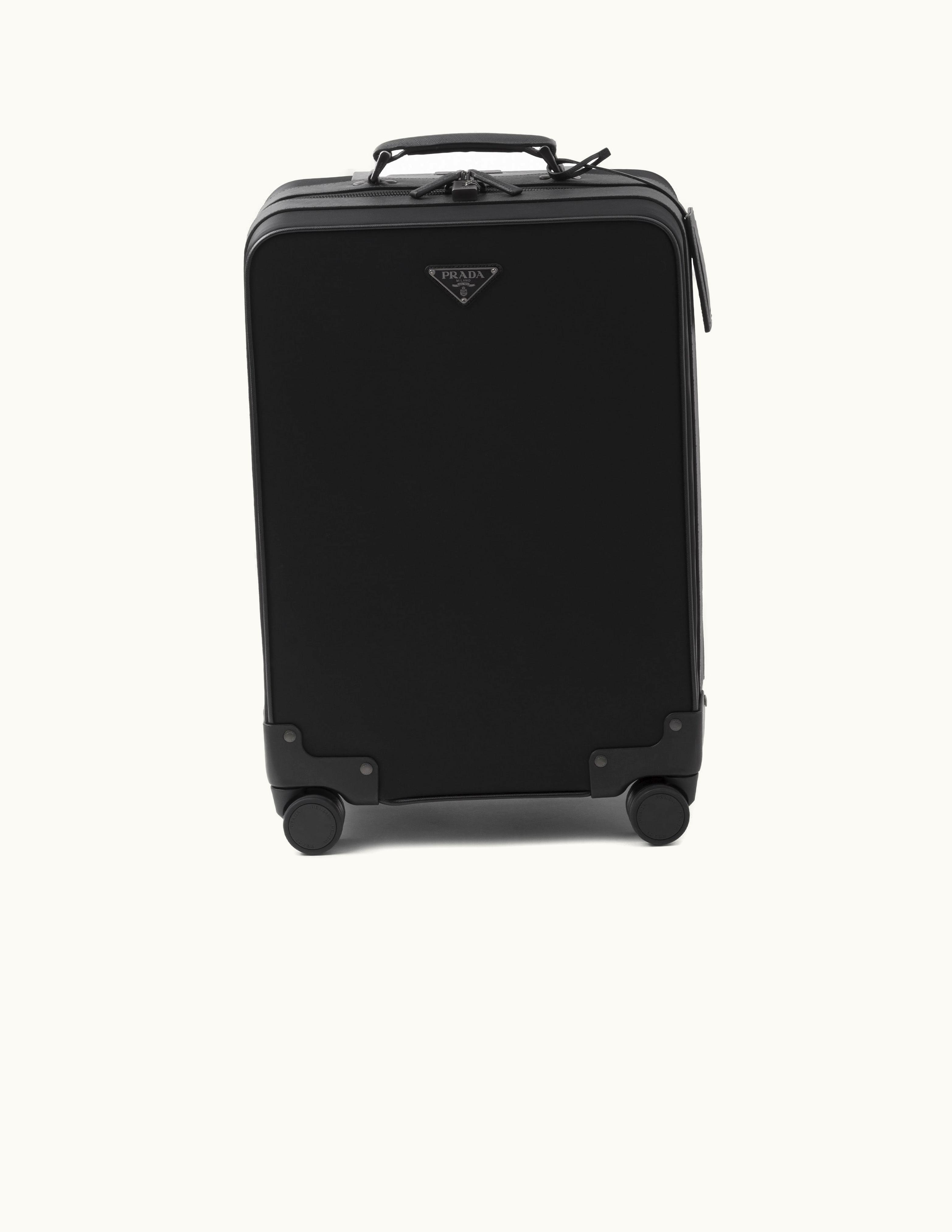 Prada Prada Black Re-nylon And Saffiano Trolley Bag