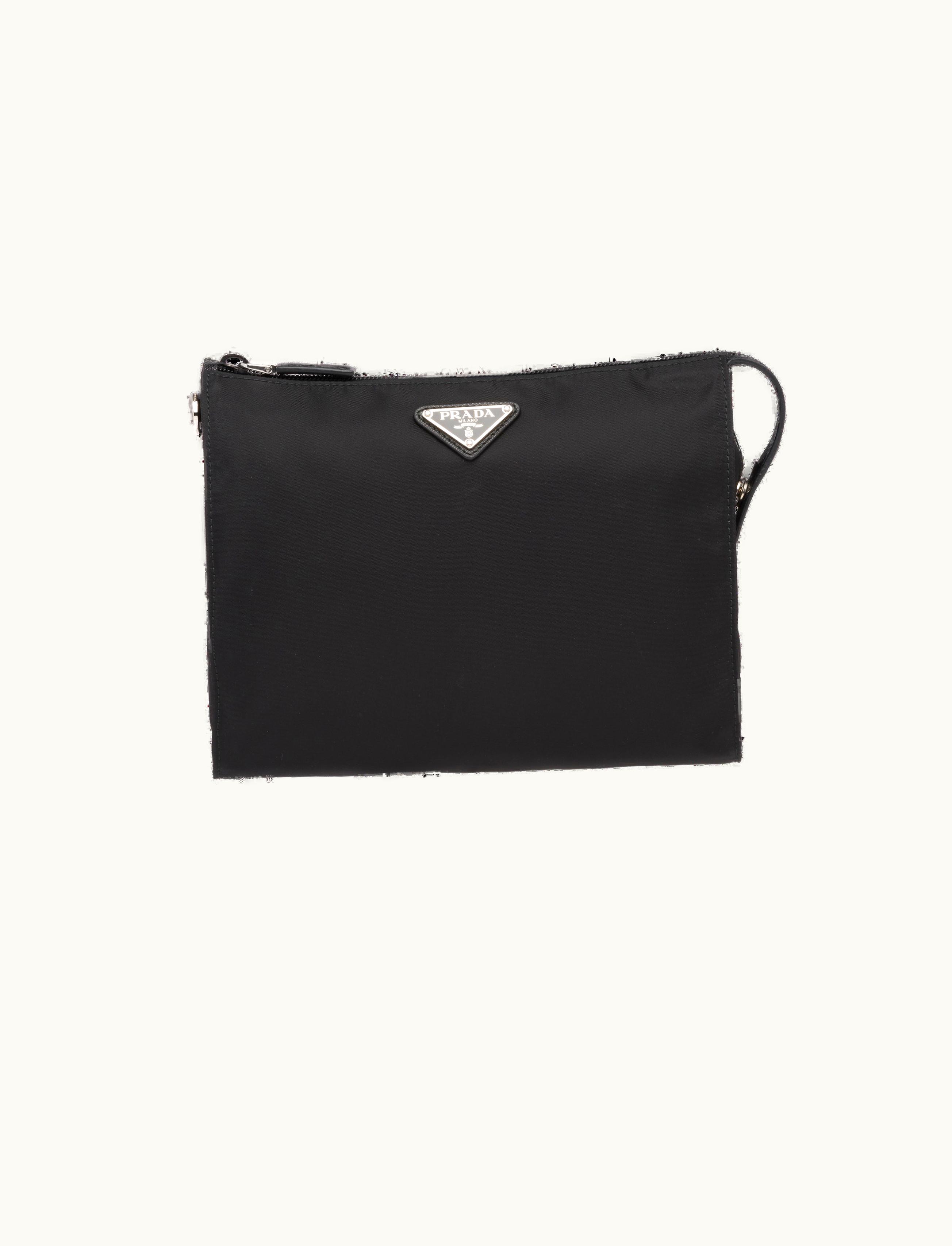 Prada Prada Black Re-nylon And Saffiano Leather Necessaire