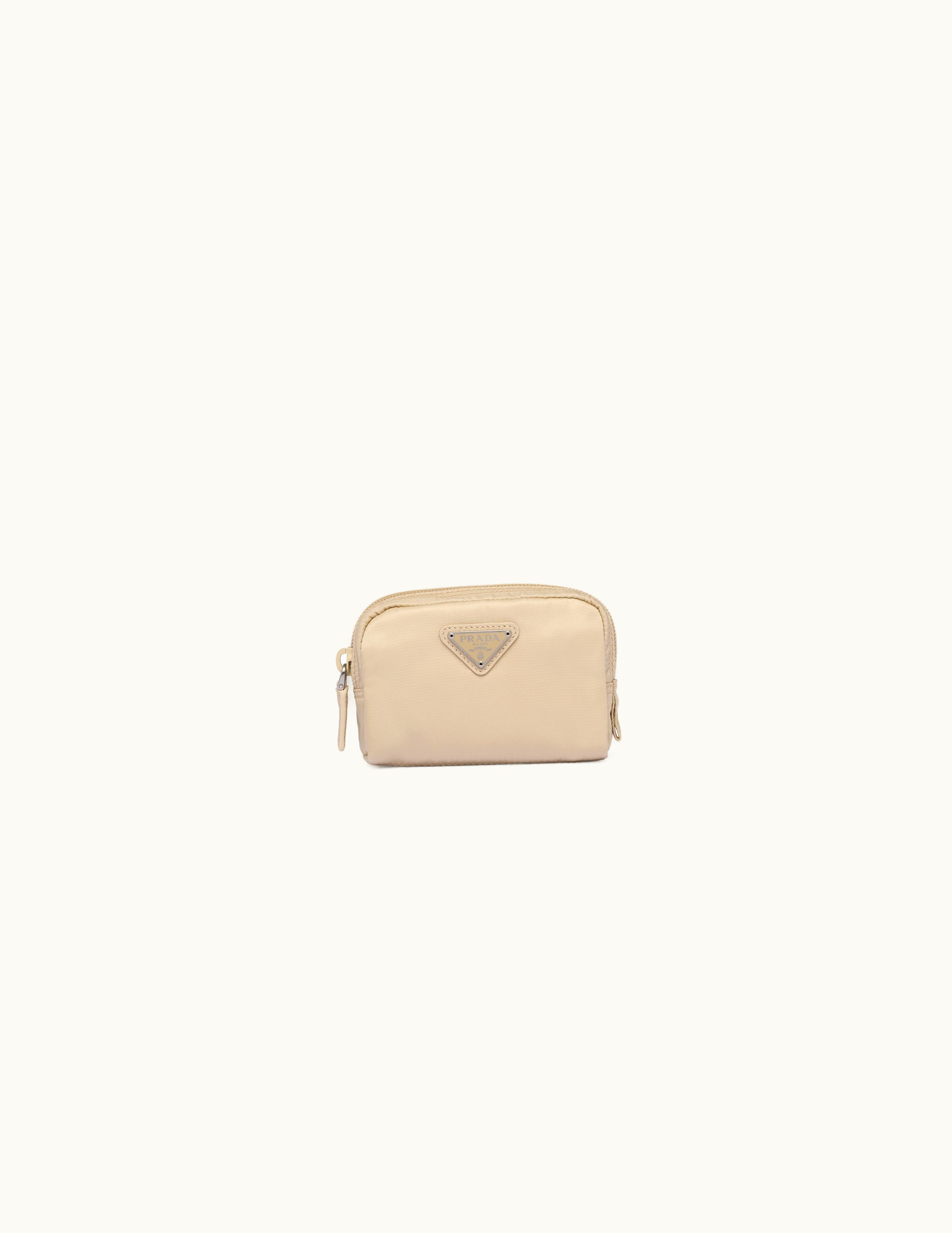 Prada Prada Triangle Logo Nylon Necessaire Beige