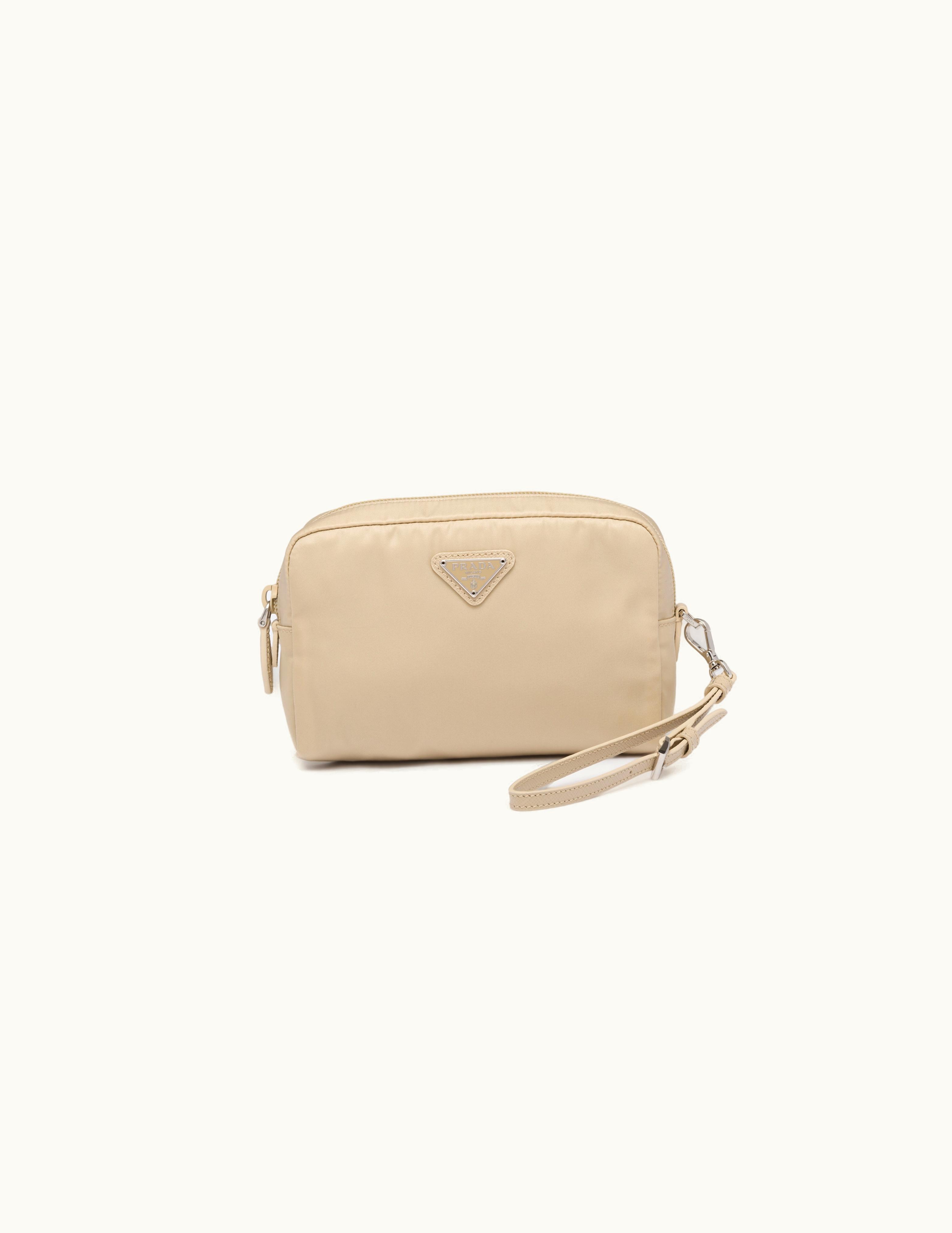 Prada Prada Re-nylon Triangle Logo Necessaire Beige