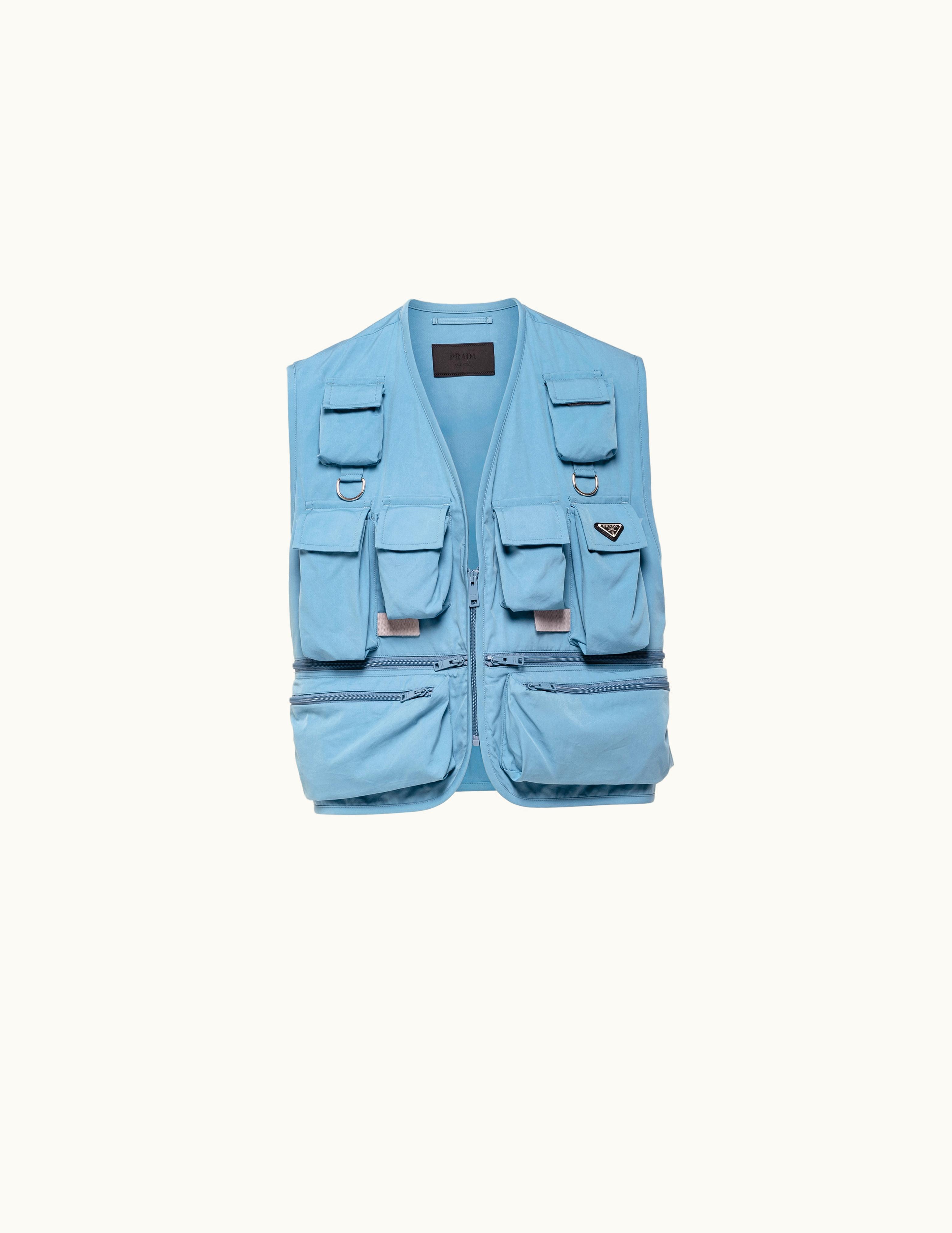 Prada Prada Aviation Blue Cotton Blend Vest