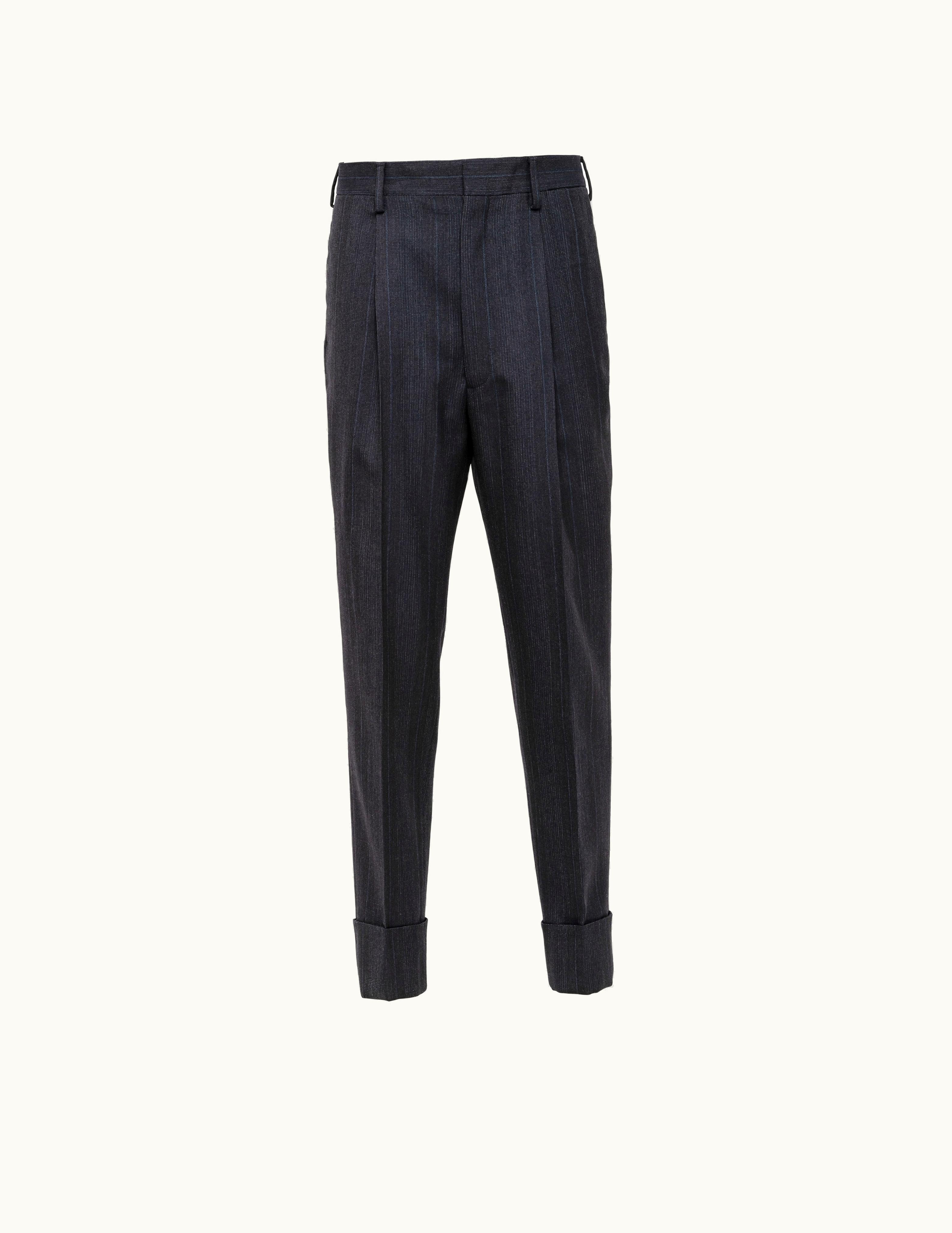 Prada Prada Slim Fit Wool Trousers Navy