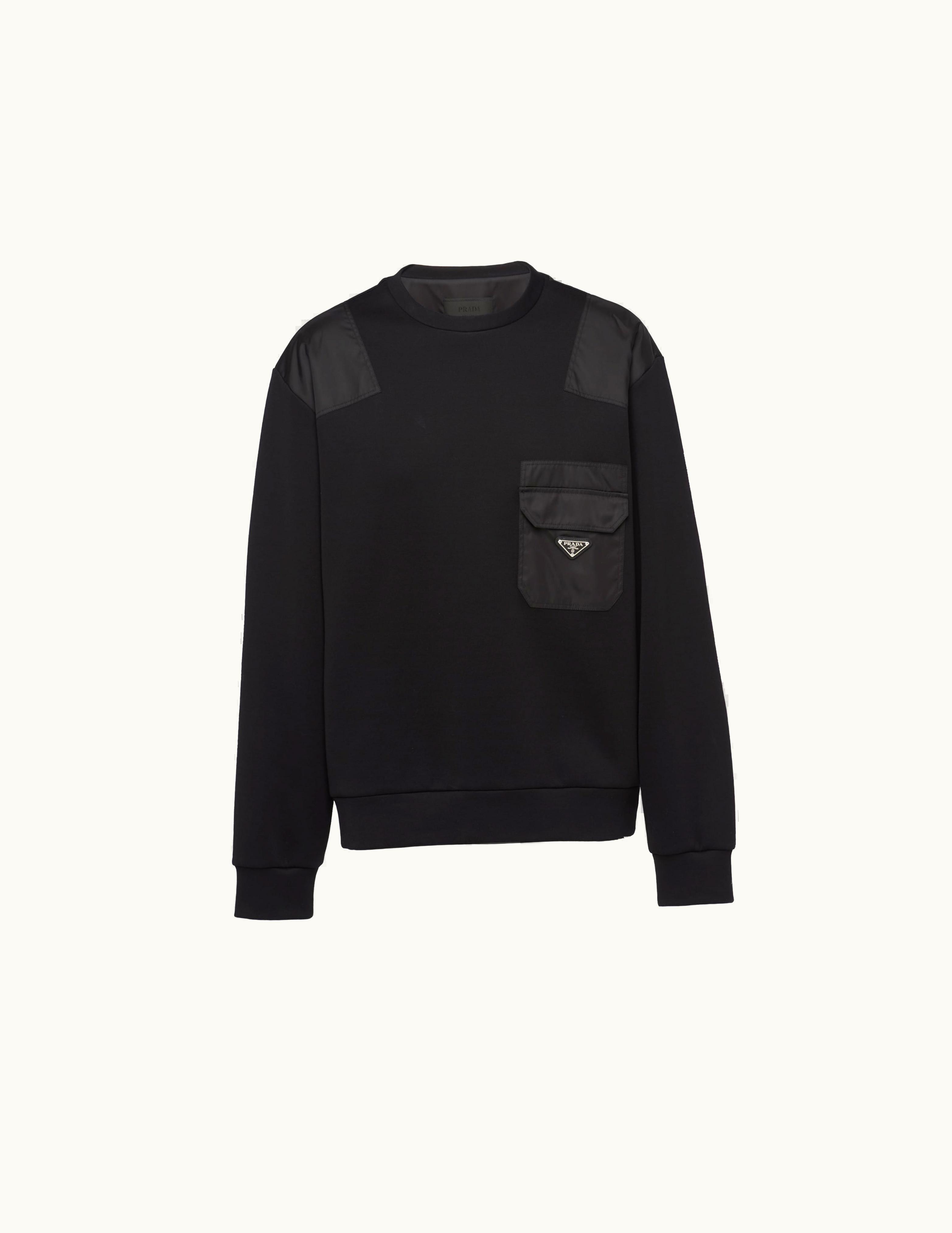 Prada Prada Black / Black Cotton Sweatshirt With Re-nylon Details