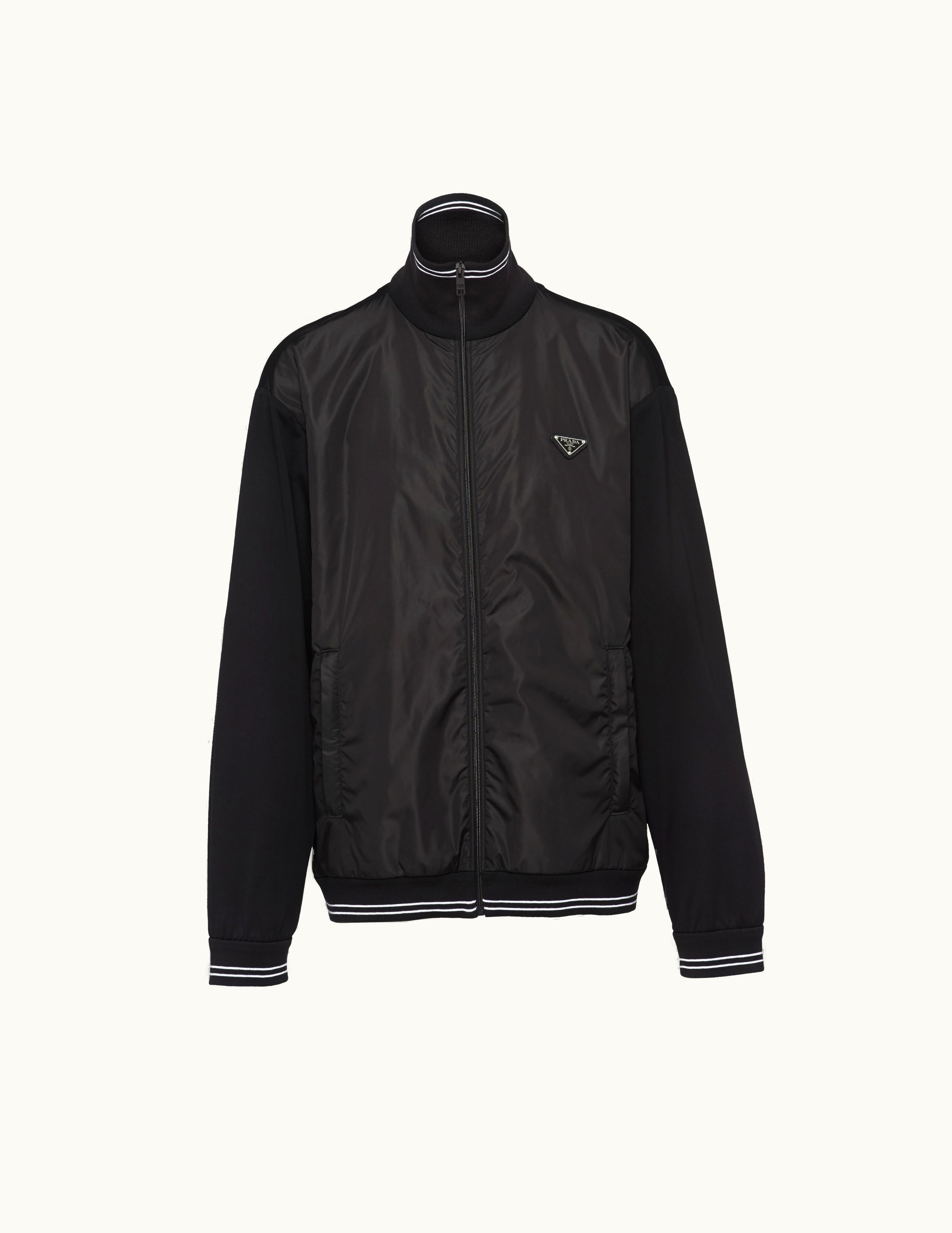 Prada Prada Black / Black Cotton Cardigan With Re-nylon Detail