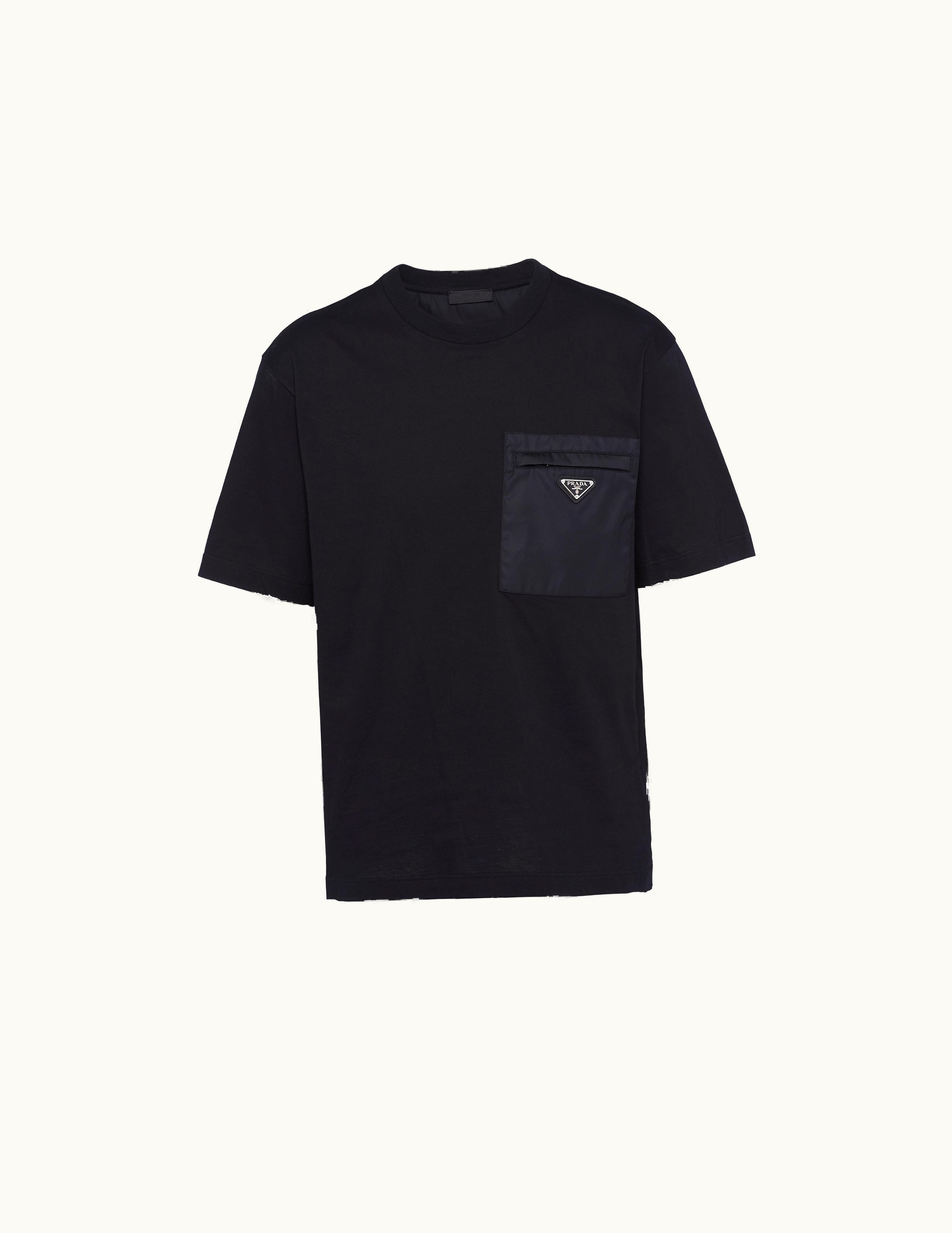 Prada Prada Black Re-nylon And Jersey T-shirt