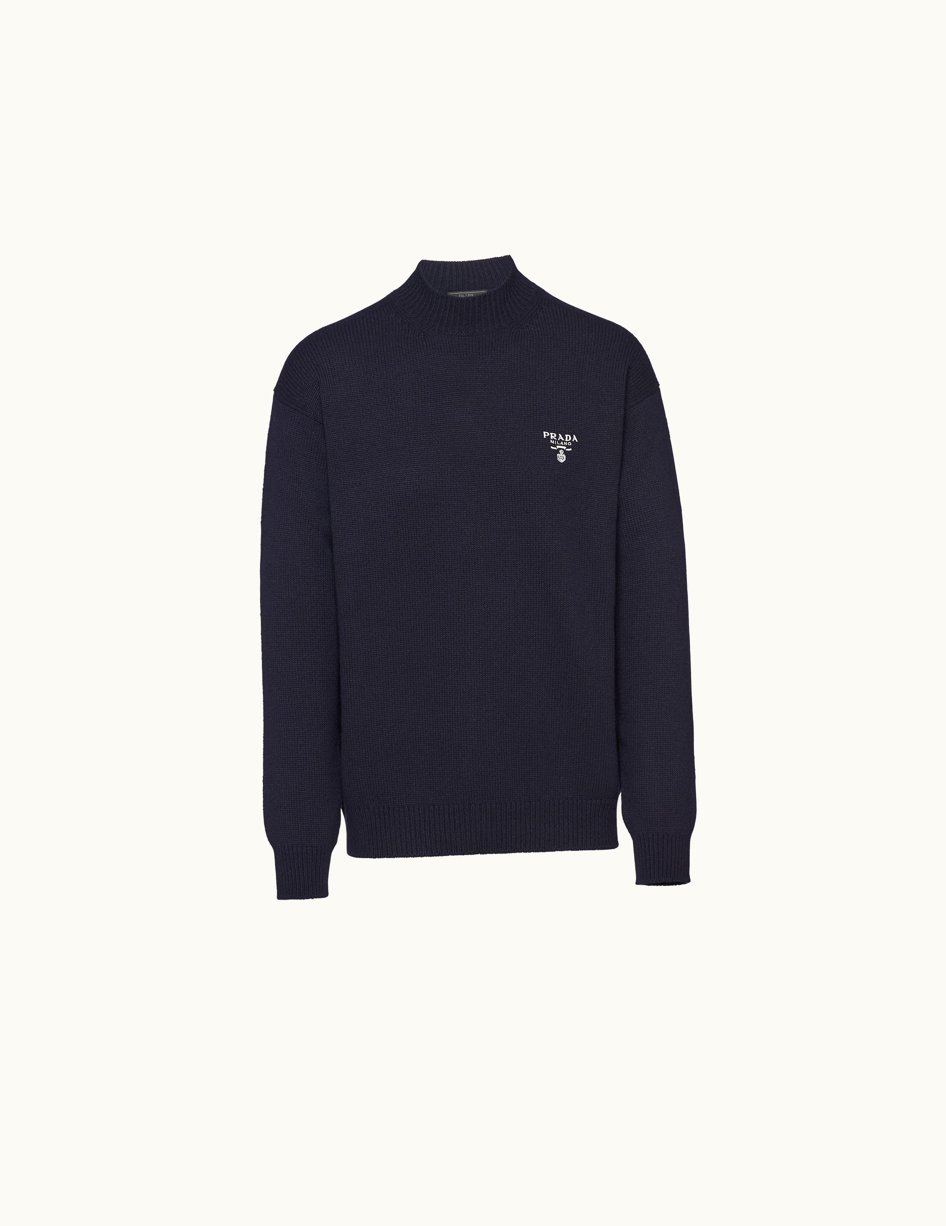 Prada Prada Oversized Cashmere Turtleneck Sweater Navy Blue