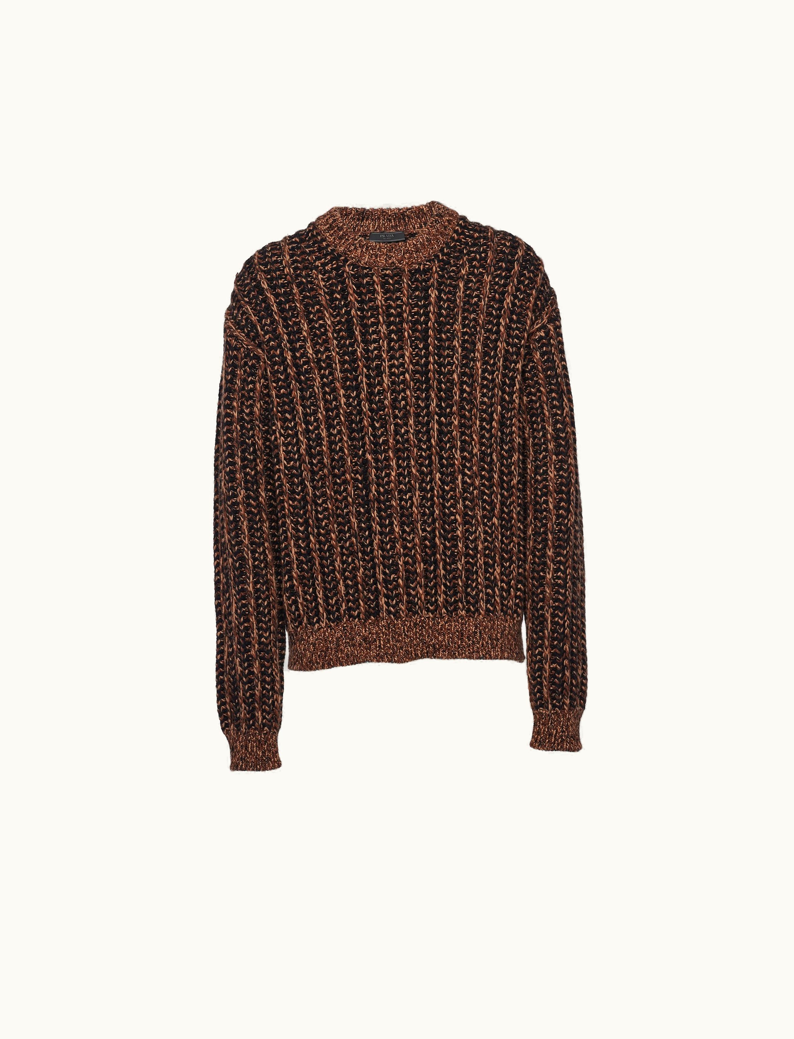 Prada Prada Camel Brown Wool And Cashmere Crew-neck Sweater UMB650_13IG_F0040_S_232
