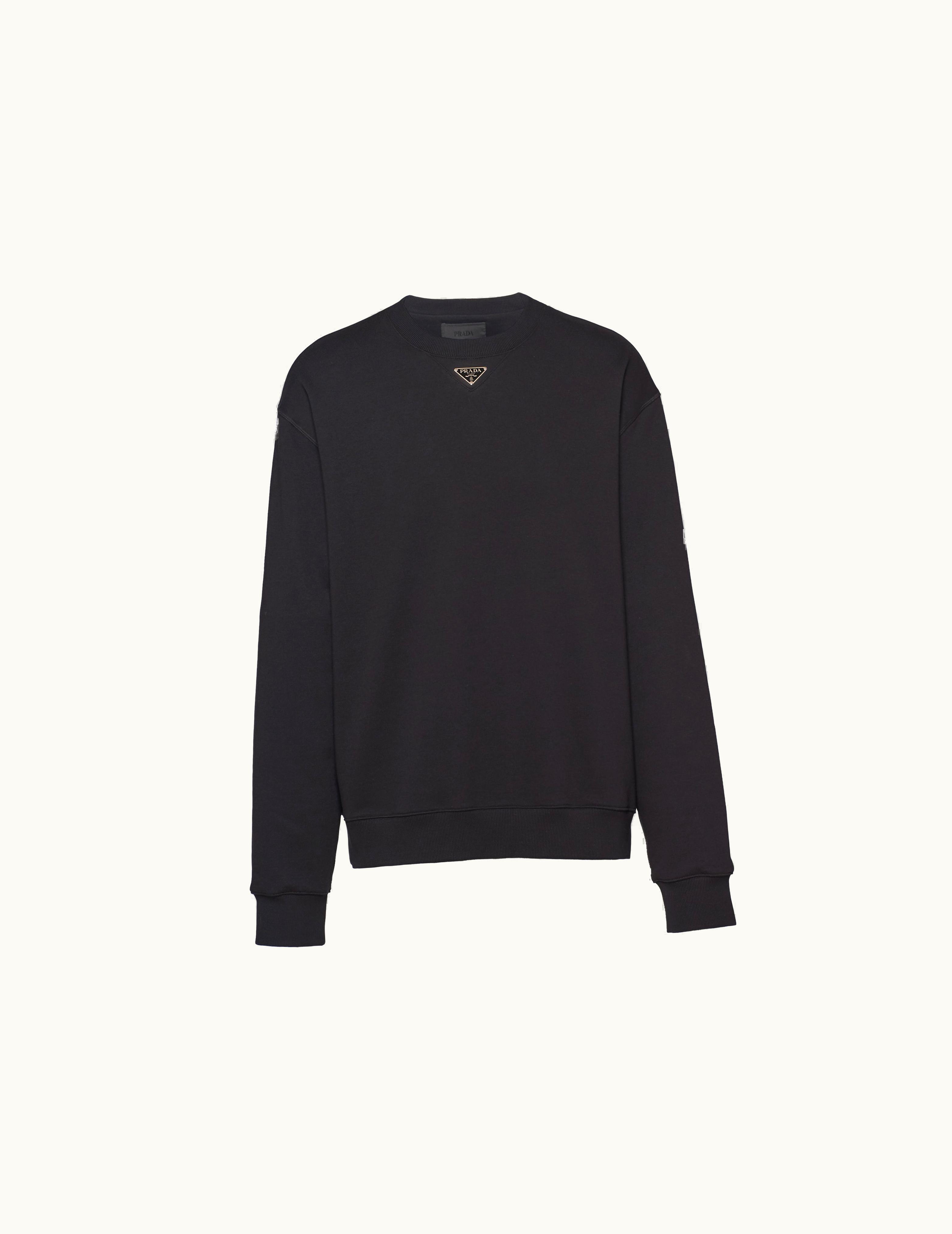 Prada Prada Black Oversized Cotton Sweatshirt With Triangle Logo