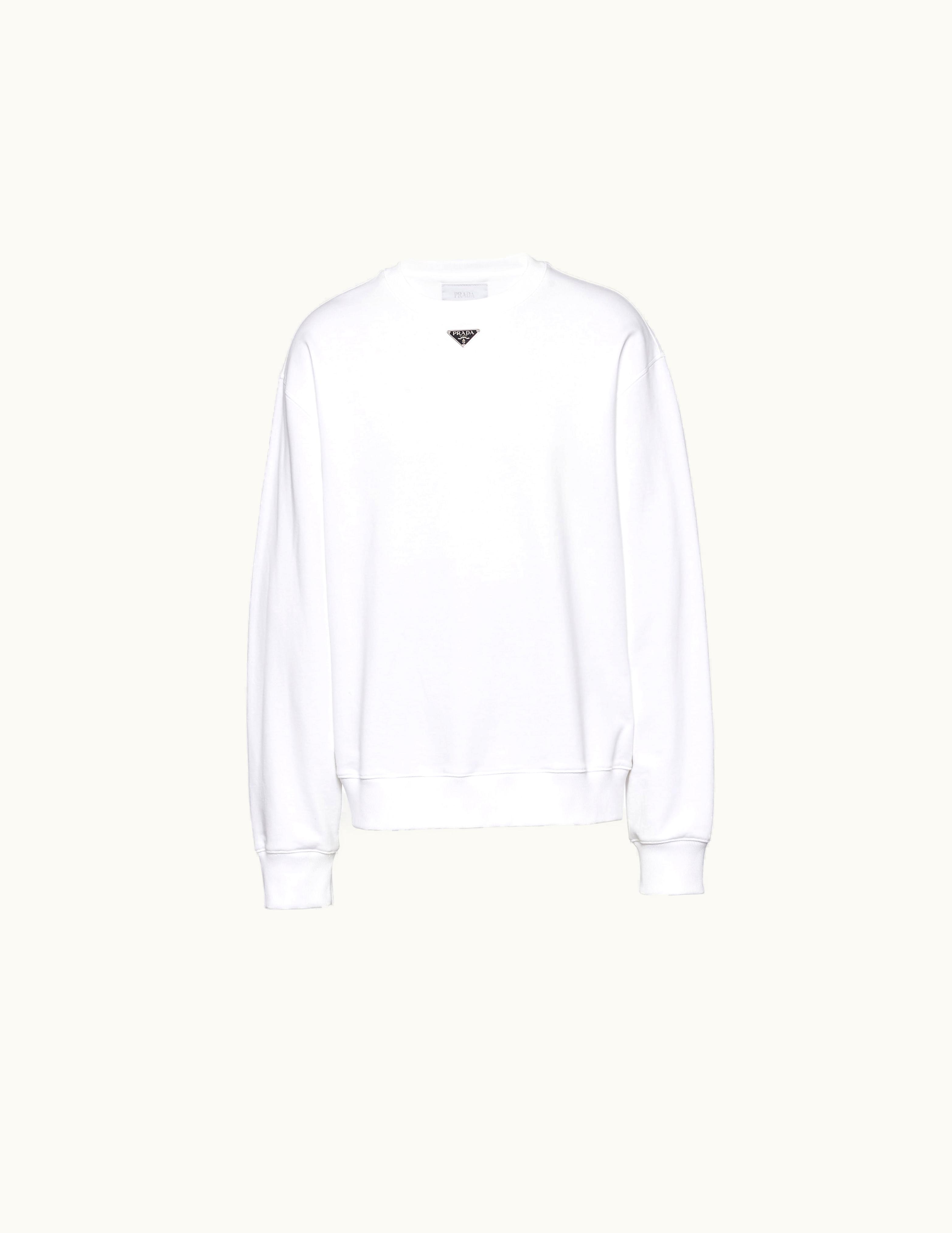 Prada Prada White Oversized Cotton Sweatshirt With Triangle Logo
