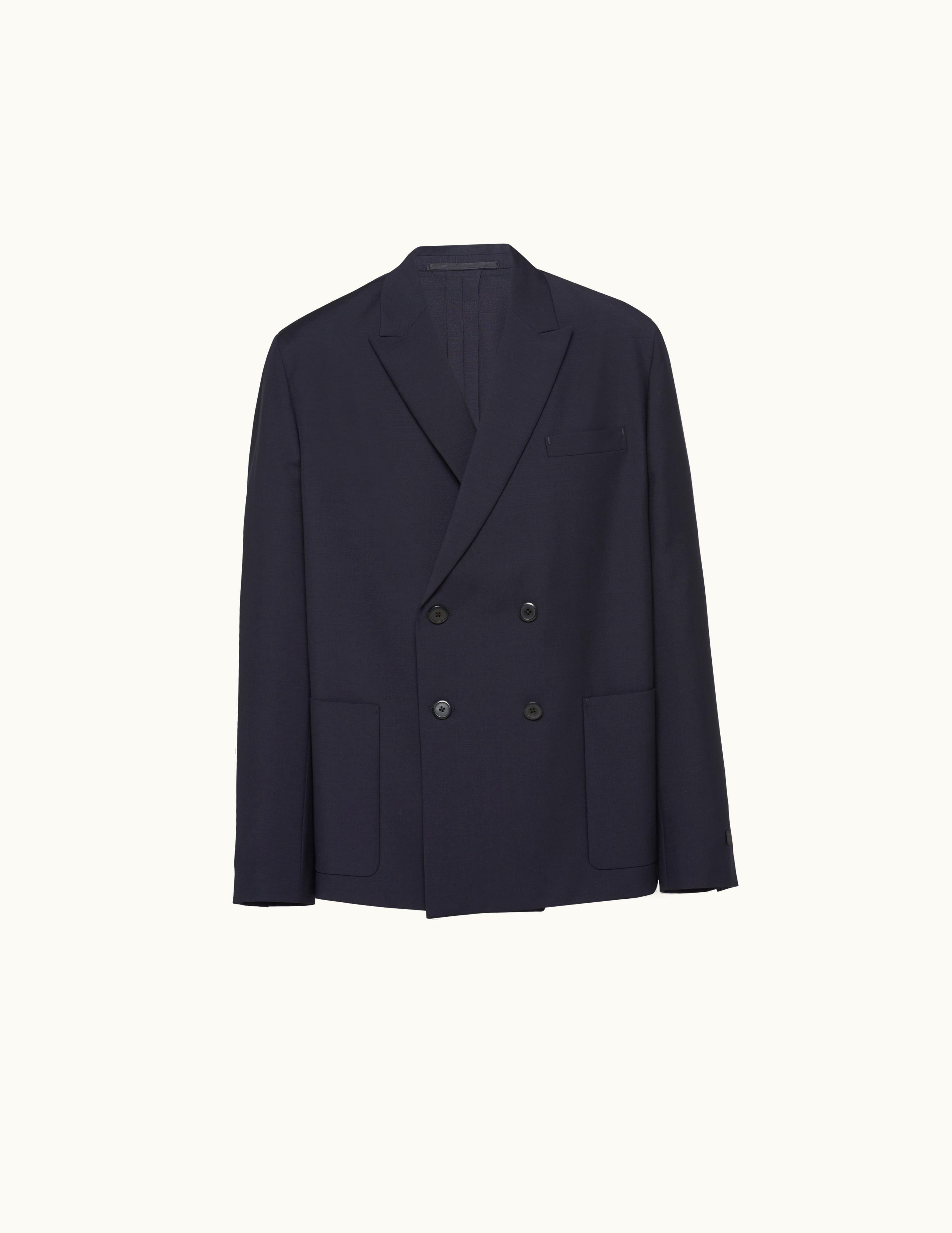Prada Prada Navy Double-breasted Mohair Wool Jacket