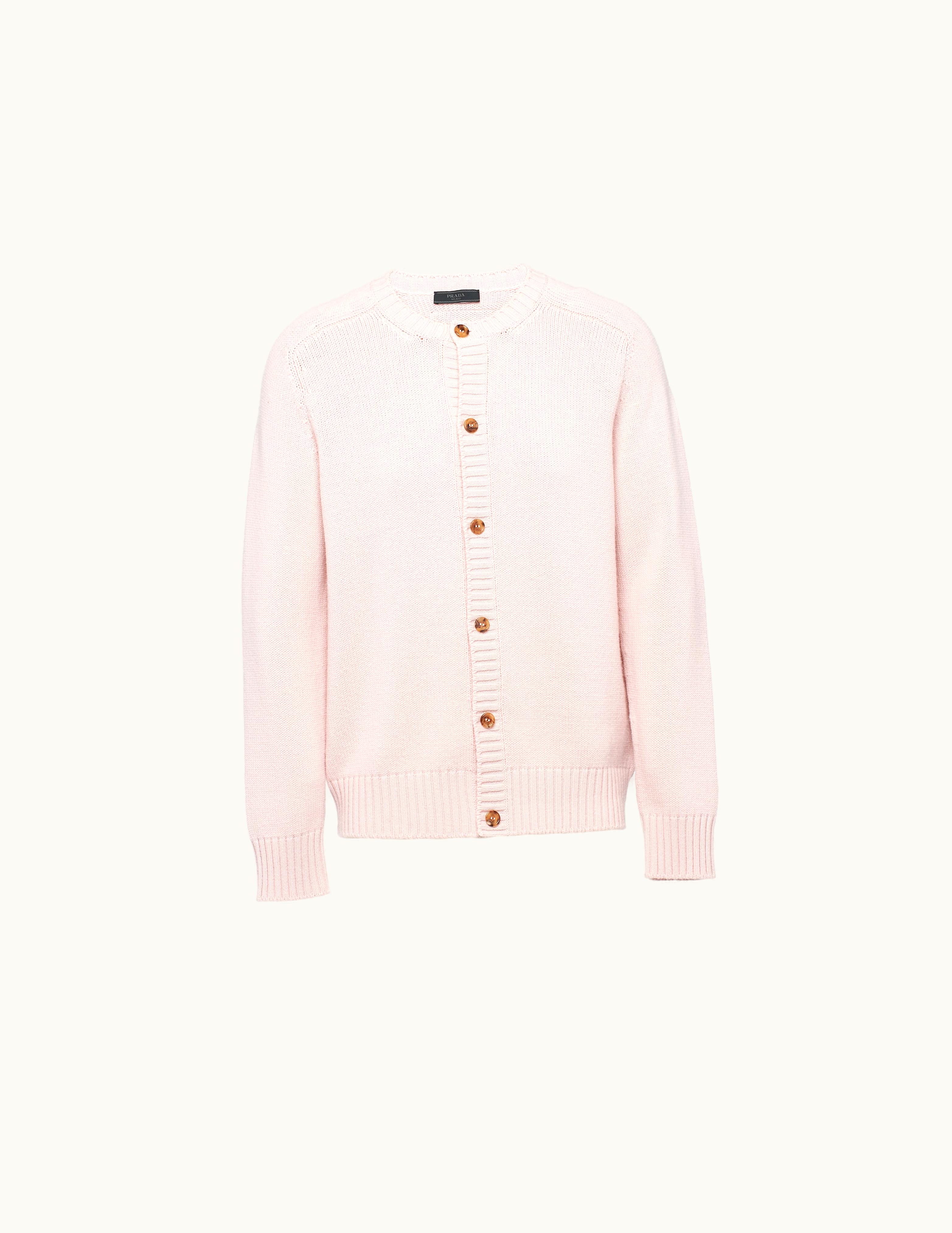 Prada Prada Alabaster Pink Wool And Cashmere Cardigan
