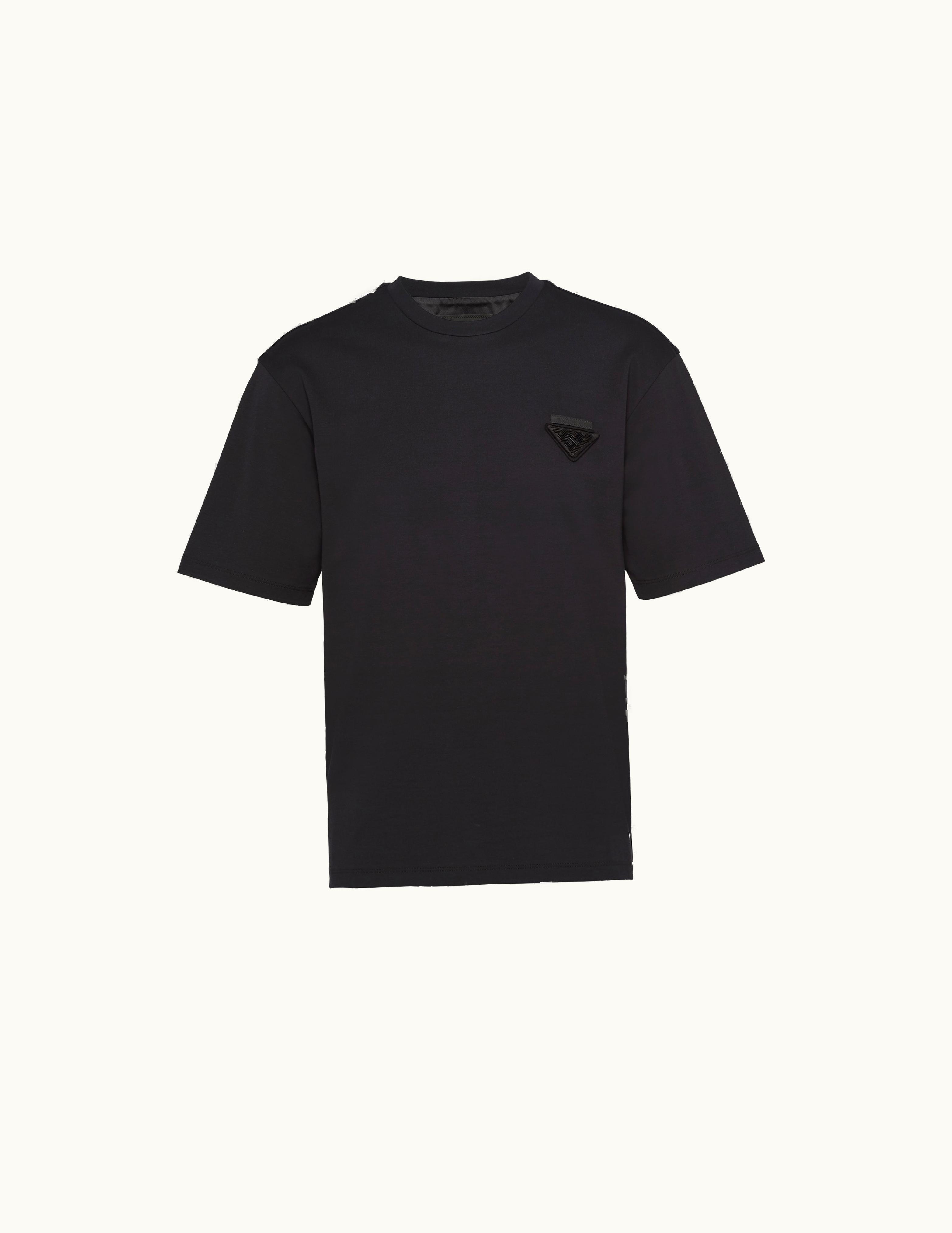 Prada Prada Geometric Embroidered Black Cotton T-shirt